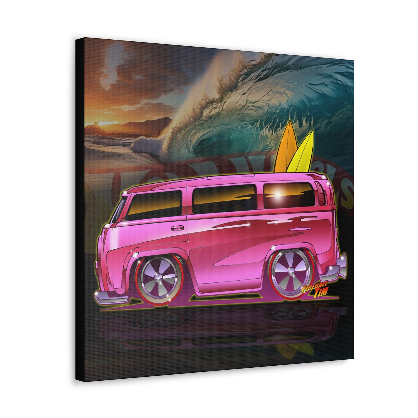 Hot Wheels PINK BEACH BOMB VW Bus Canvas MASTERPRINT 3 Sizes