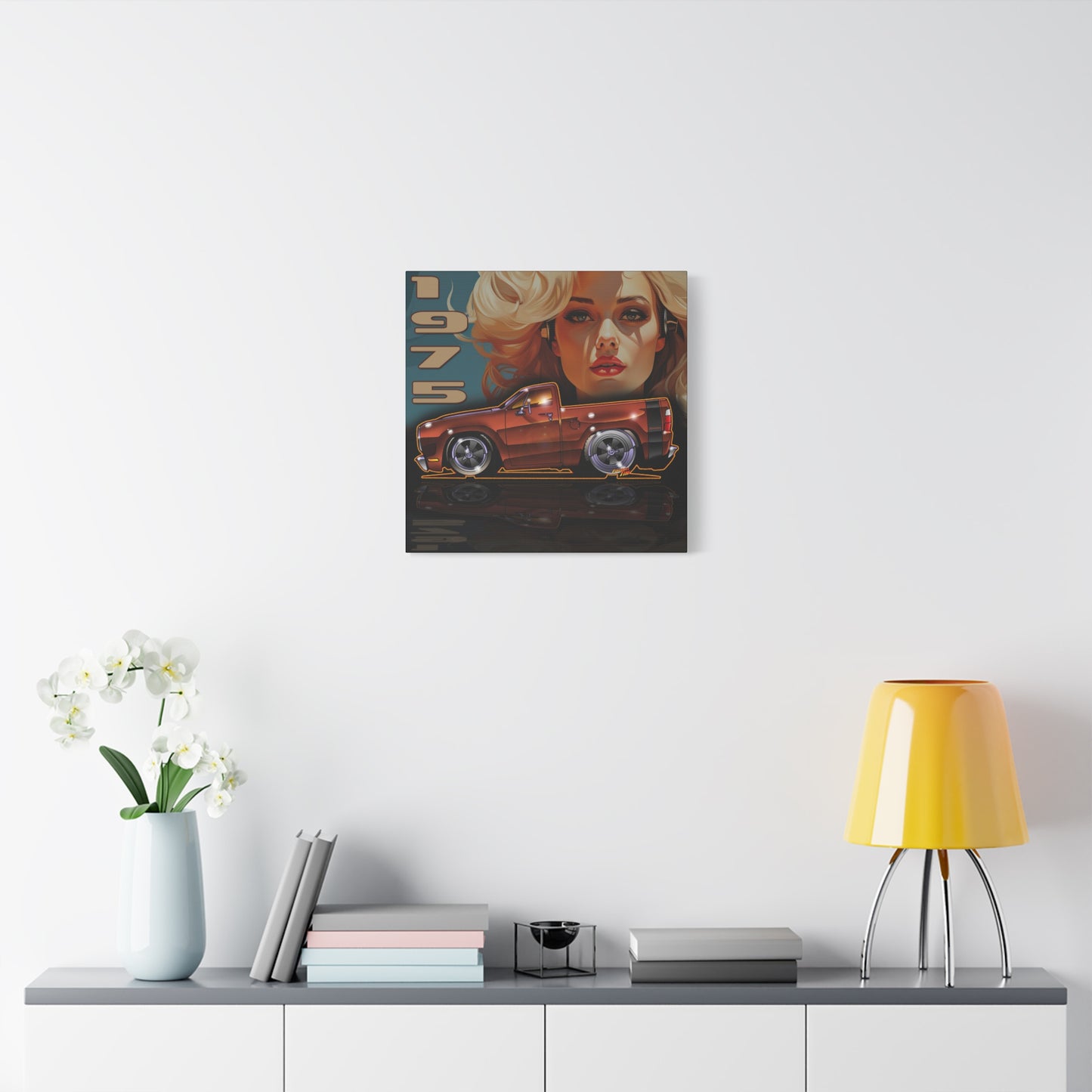 DODGE ADVENTURER SRT Pickup Truck 1975 Fireball Art Canvas Print