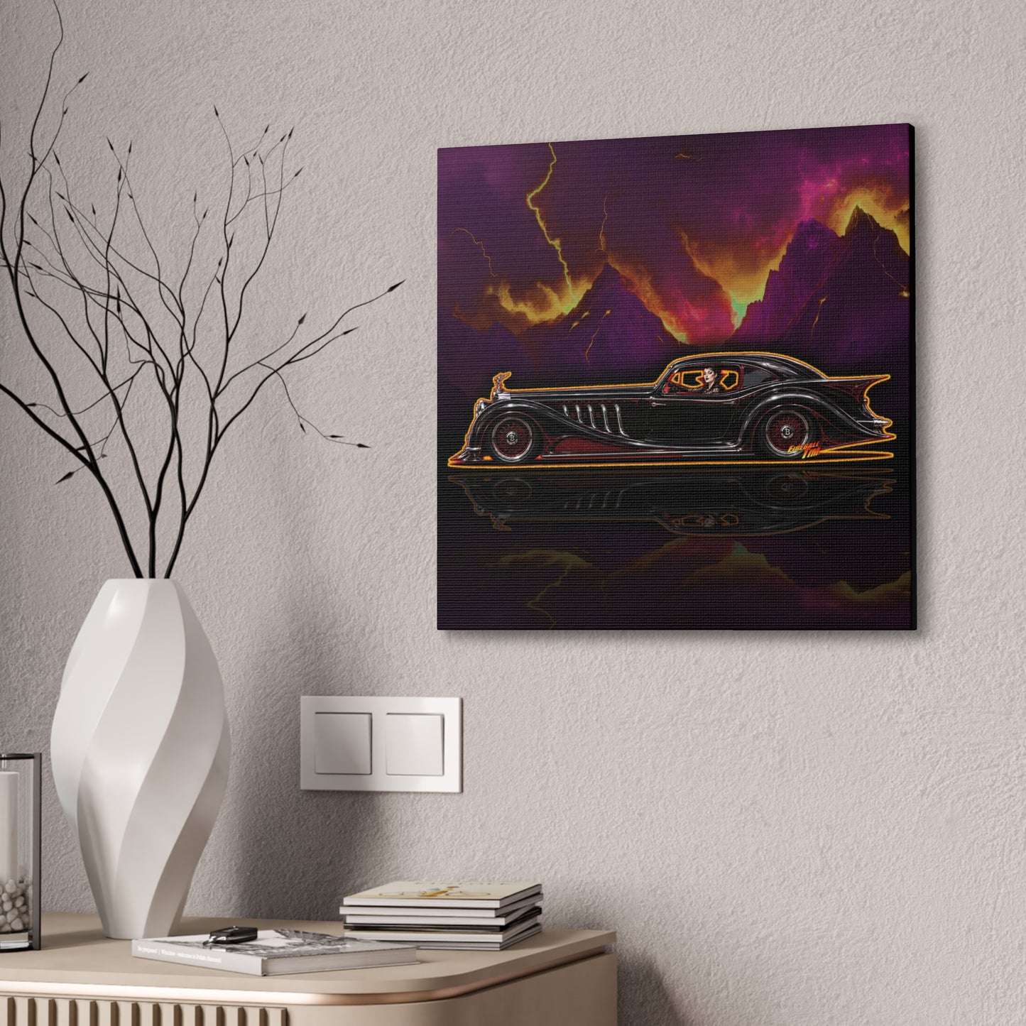 MONSTER MACHINES Vampiress Countessa Halloween Collectible Fireball Art Canvas Stretched Print