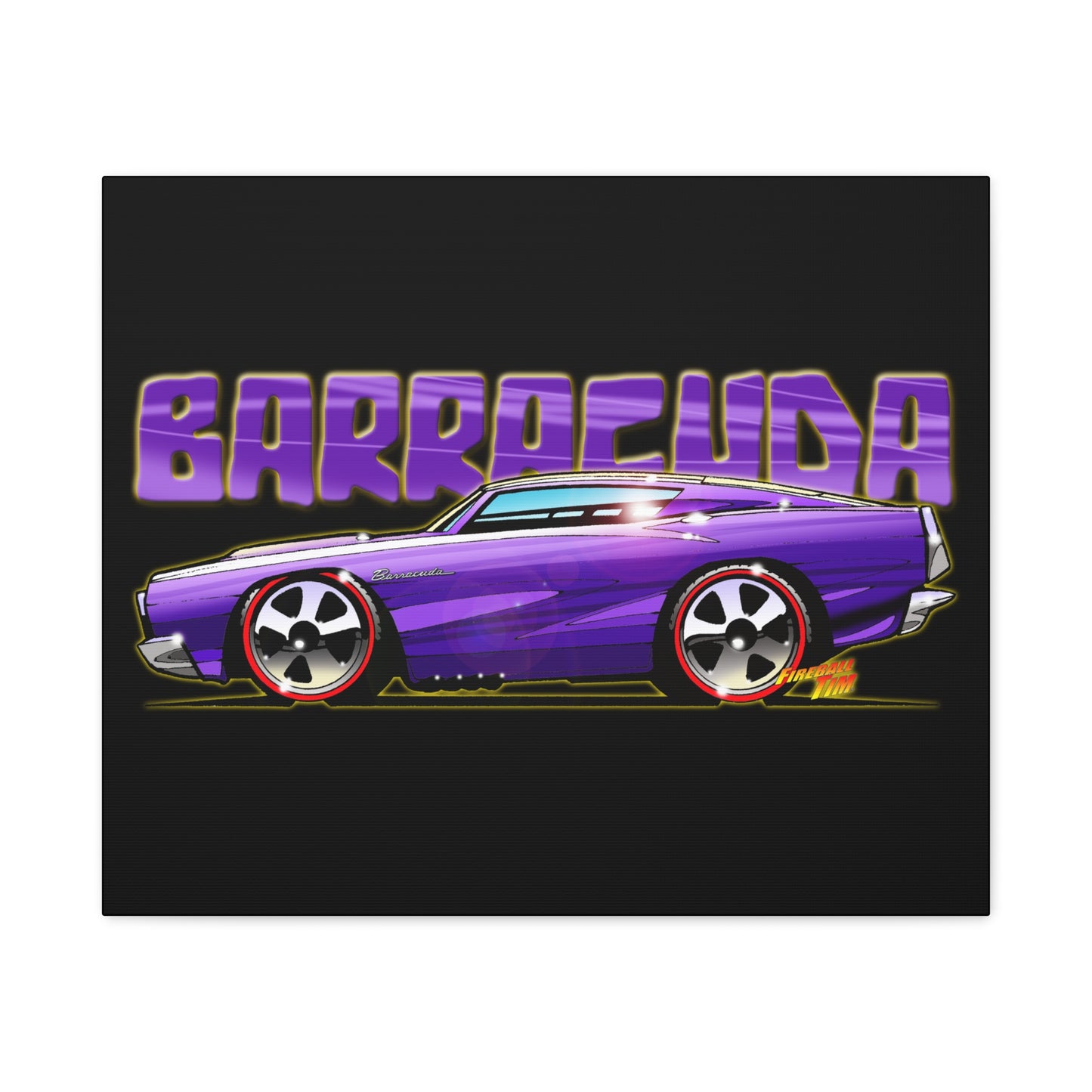 PLYMOUTH BARRACUDA Fireball Art Canvas Wall Print