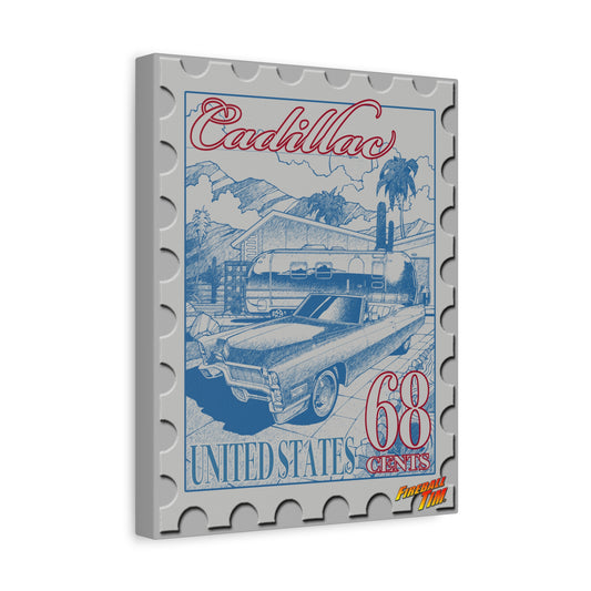 CADILLAC VINTAGE TRAILER 1968 Postage Stamp Fireball Art Canvas Print