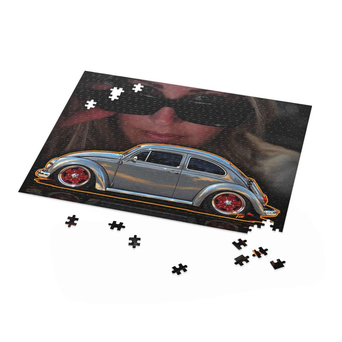 KUSTOM 1964 VW BUG Collectible Fireball Art Jigsaw Puzzle — Retro Custom Cars (120/252/500‑Piece)
