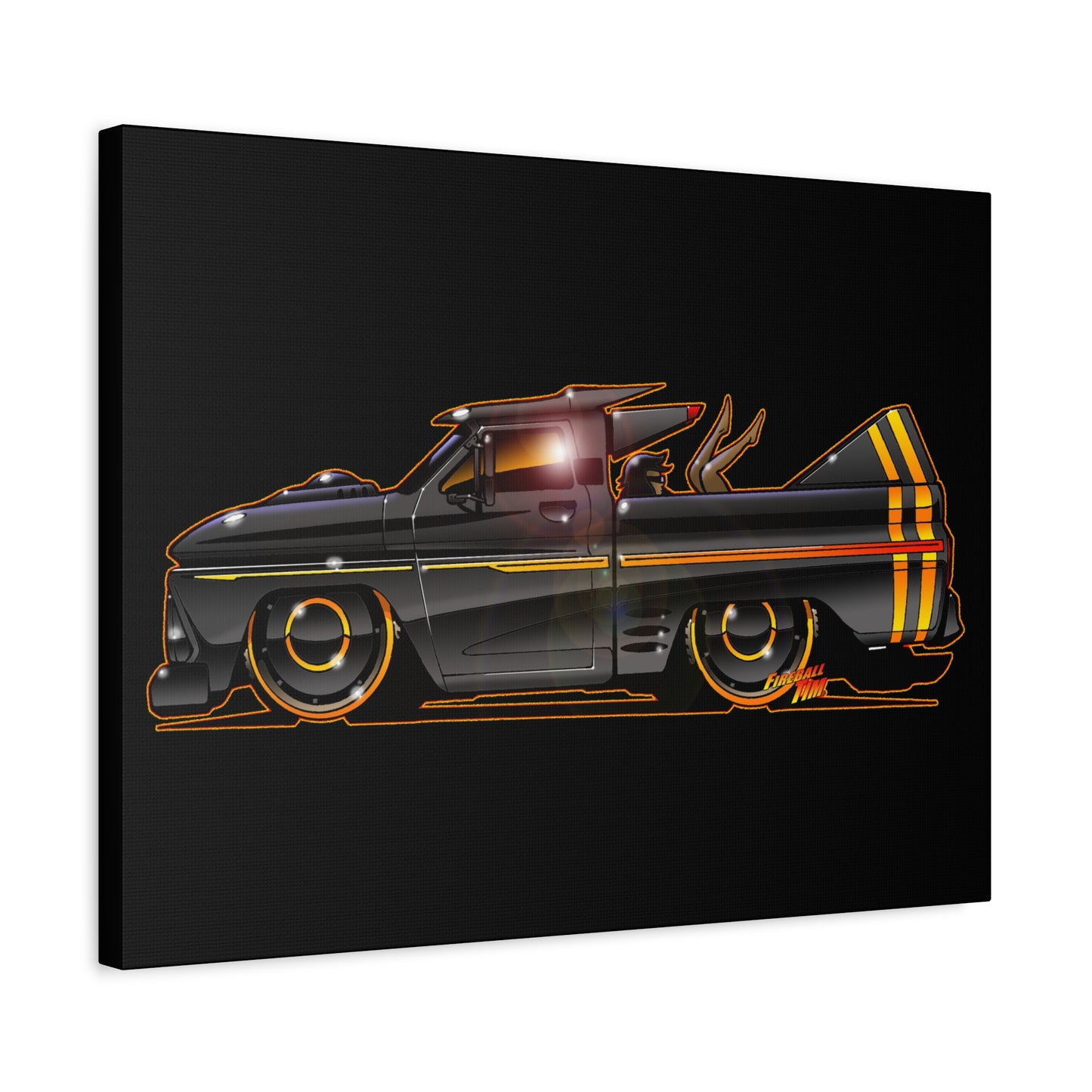CHEVROLET C10 1960 Stinger Pickup Truck Fireball Art Canvas Print