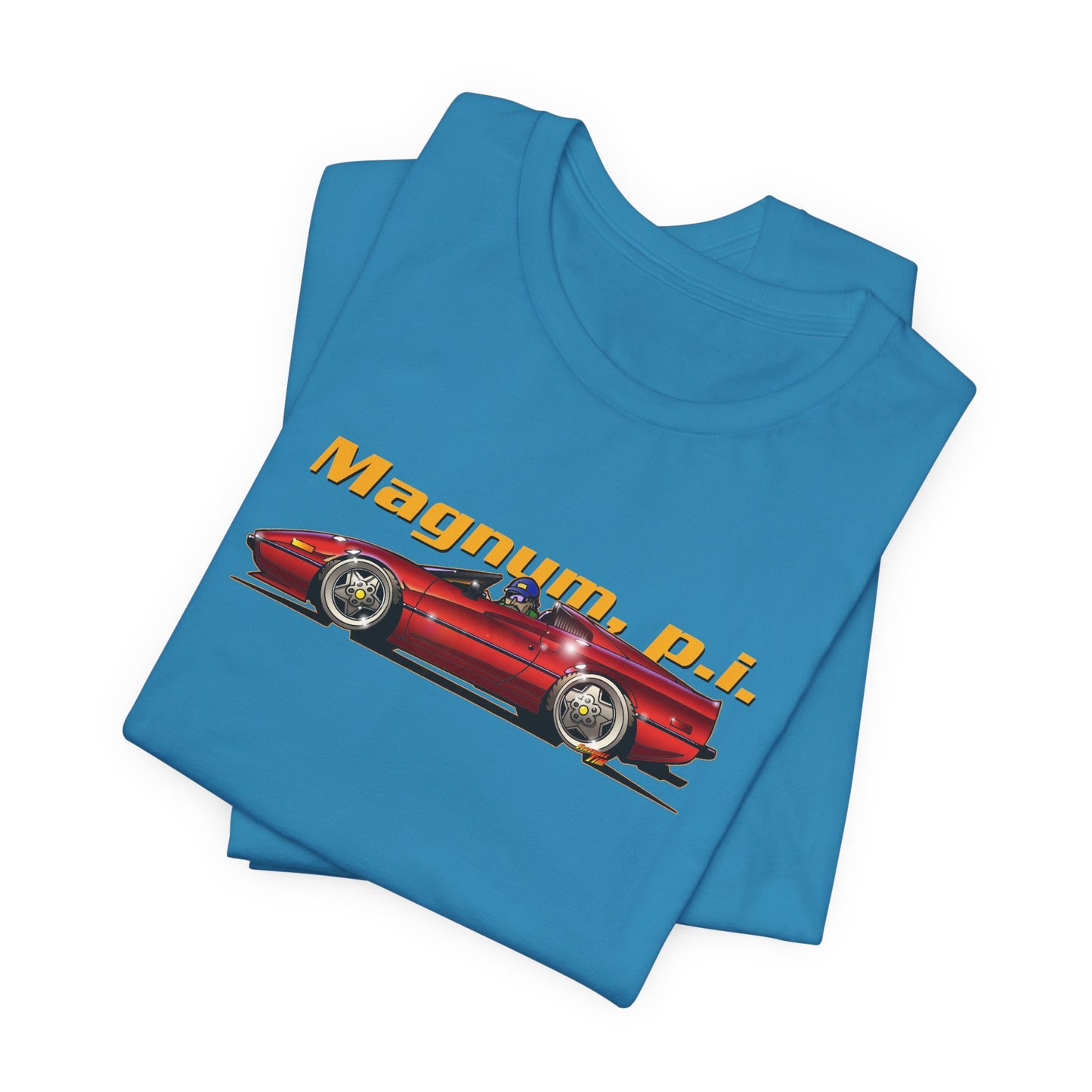 MAGNUM PI FERRARI 308 GTS Unisex Jersey Fireball Art Tee Shirt - Multiple Colors