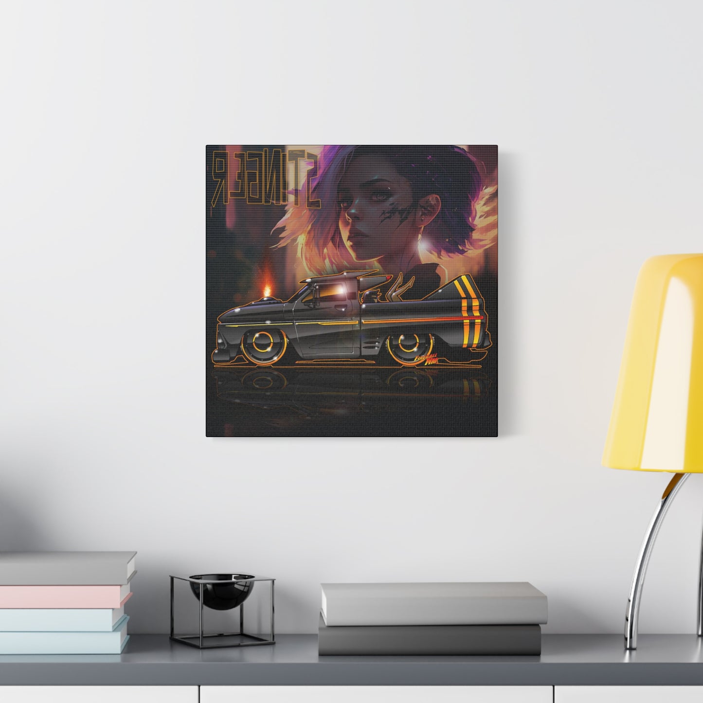 CHEVROLET C10 1960 Stinger Pickup Truck Fireball Art Canvas Print