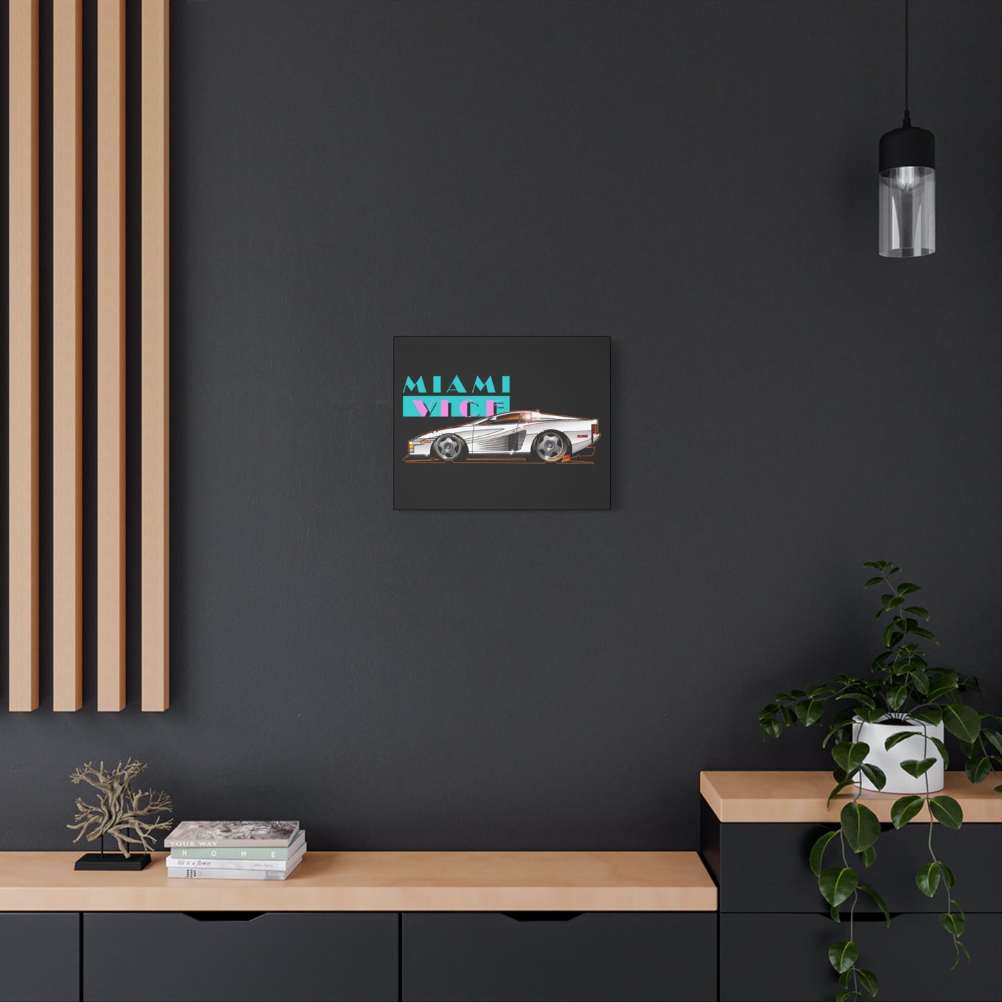 MIAMI VICE FERRARI TESTAROSSA Fireball Canvas Art Wall Print
