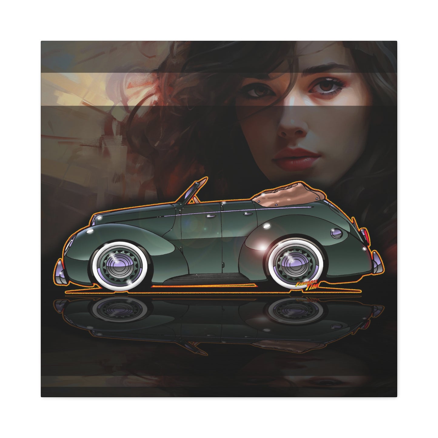 FORD DELUXE 1939 Convertible Fireball Art Canvas Print