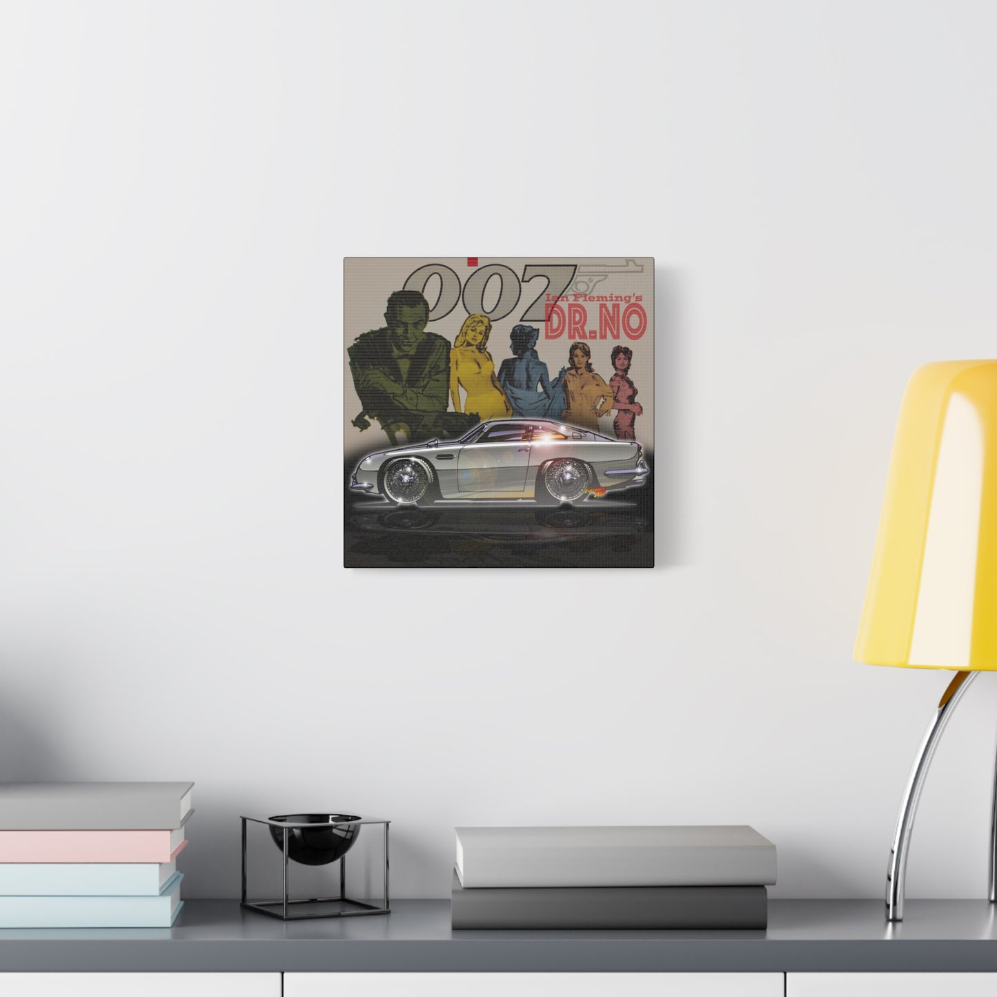 DR. NO ASTON MARTIN DB5 James Bond Fireball Art Canvas Wall Print - 3 Sizes