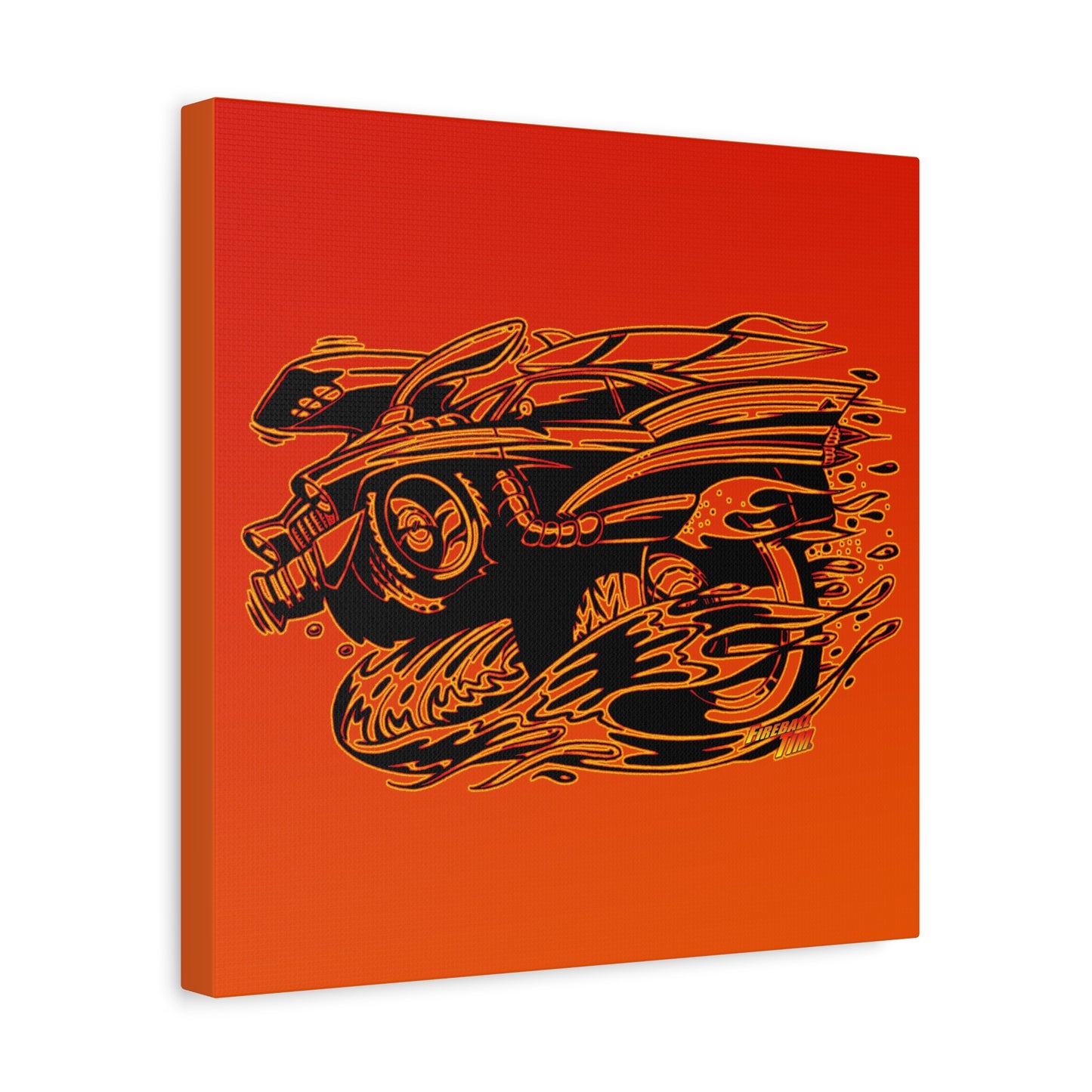 HOT ROD CHEVY Muscle Car Fireball Art Canvas Wall Print - Multiple Sizes