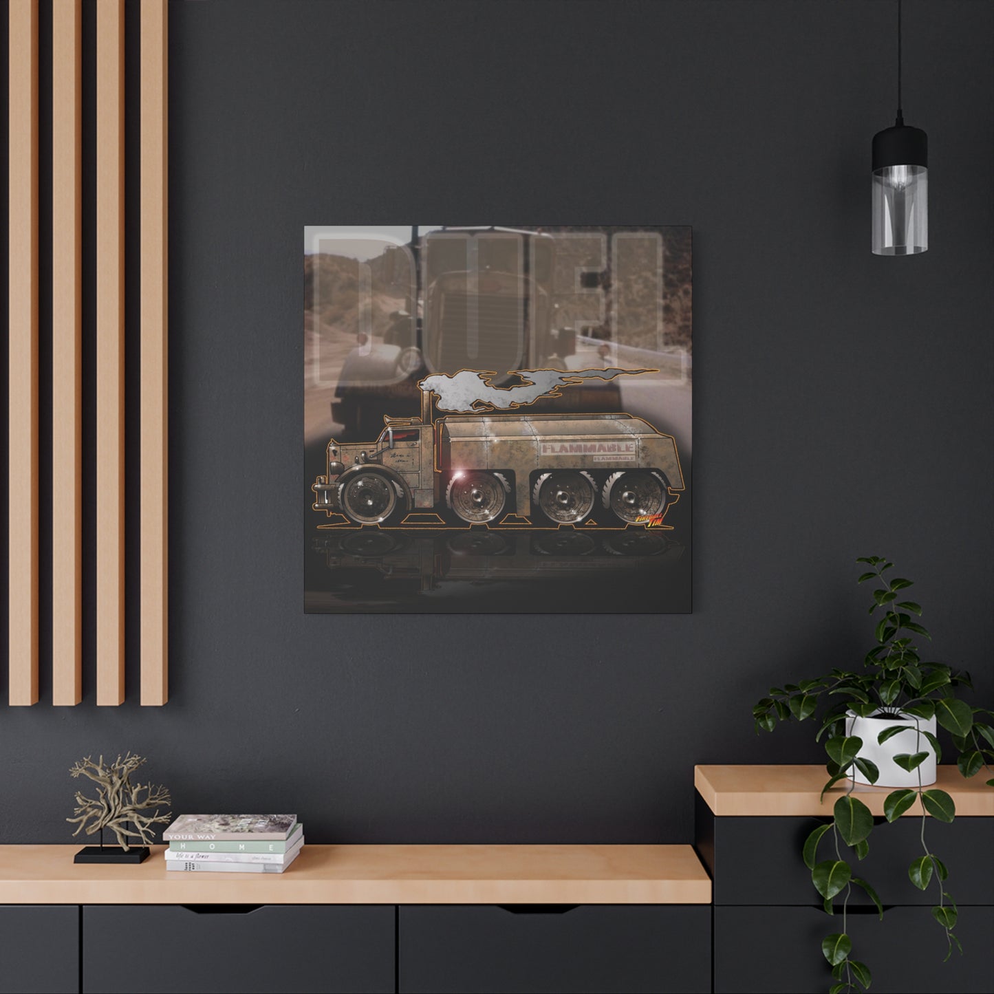 DUEL Killer Movie Truck Fireball Art Canvas Print - Sizes