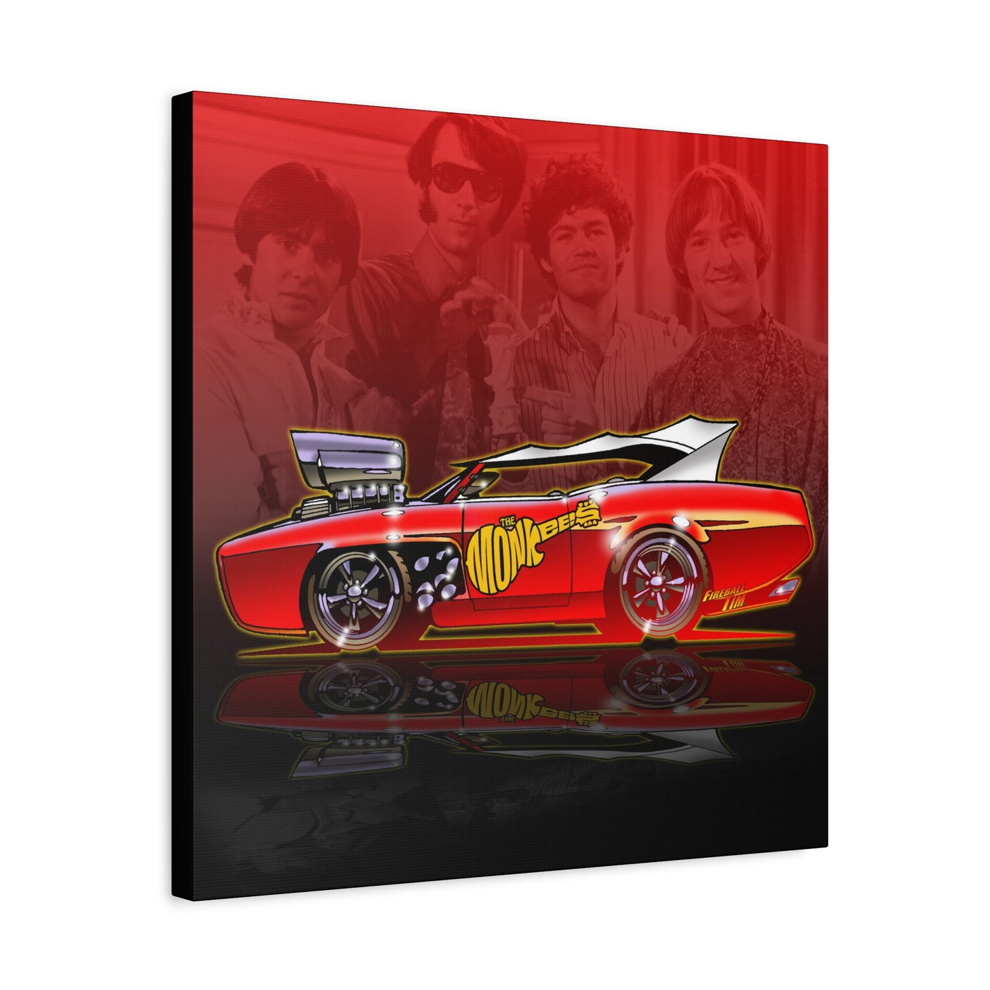 THE MONKEES Monkeemobile Fireball Canvas Art Wall Print