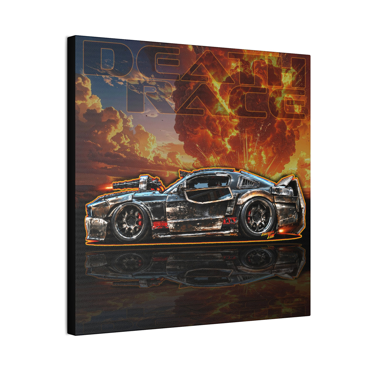 DEATH RACE MUSTANG Collectible Fireball Art Canvas Stretched Print