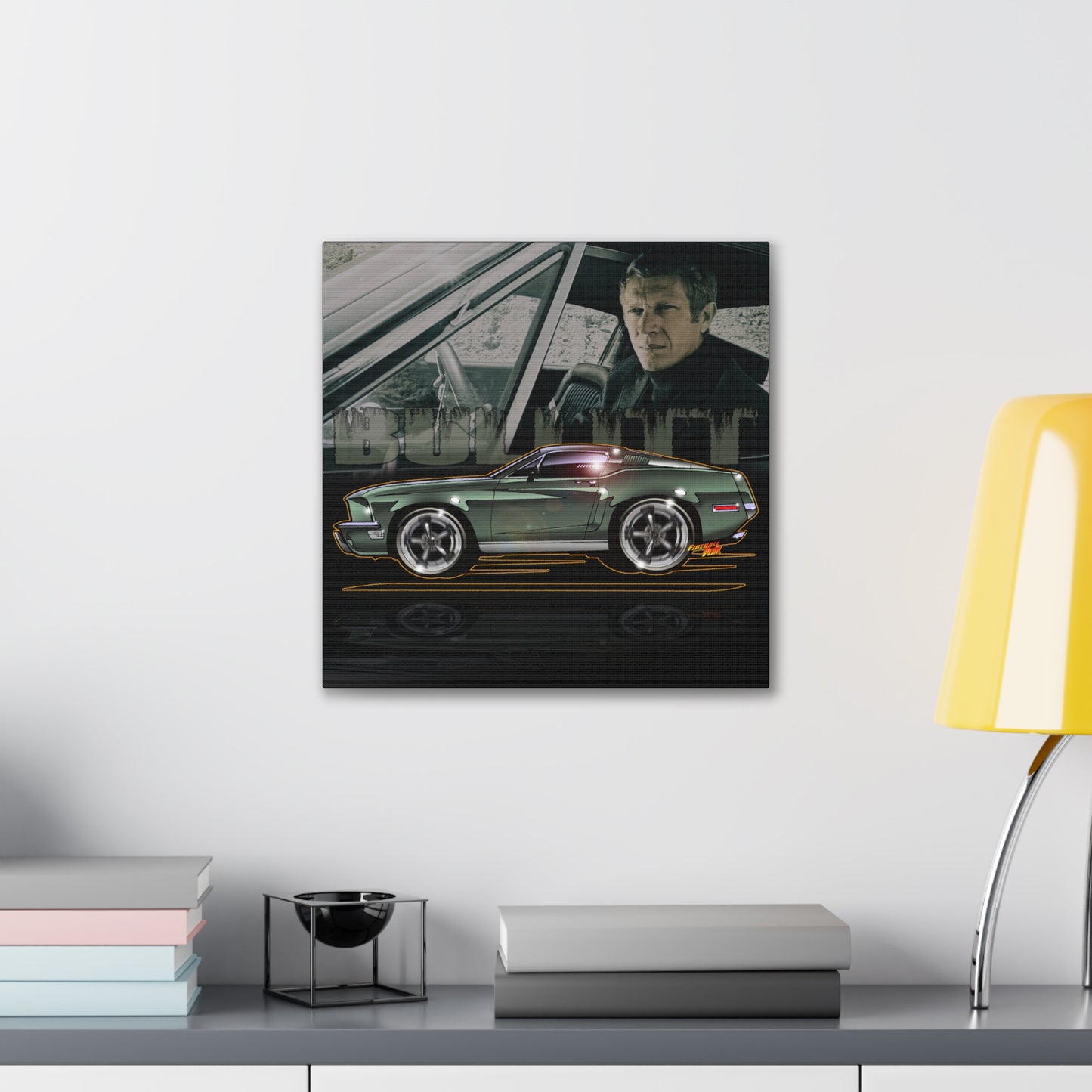 BULLITT FORD MUSTANG Steve McQueen Fireball Art Canvas Print - 3 Sizes