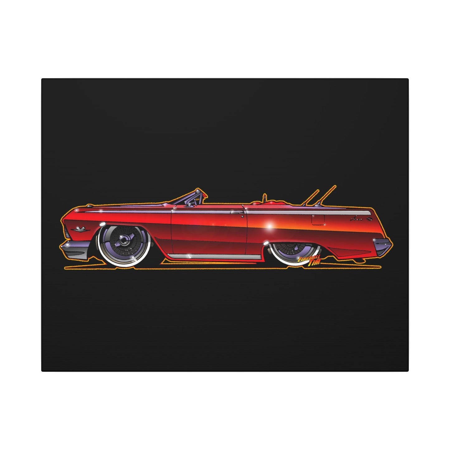 CHEVY IMPALA LOWRIDER Fireball Art Canvas Print