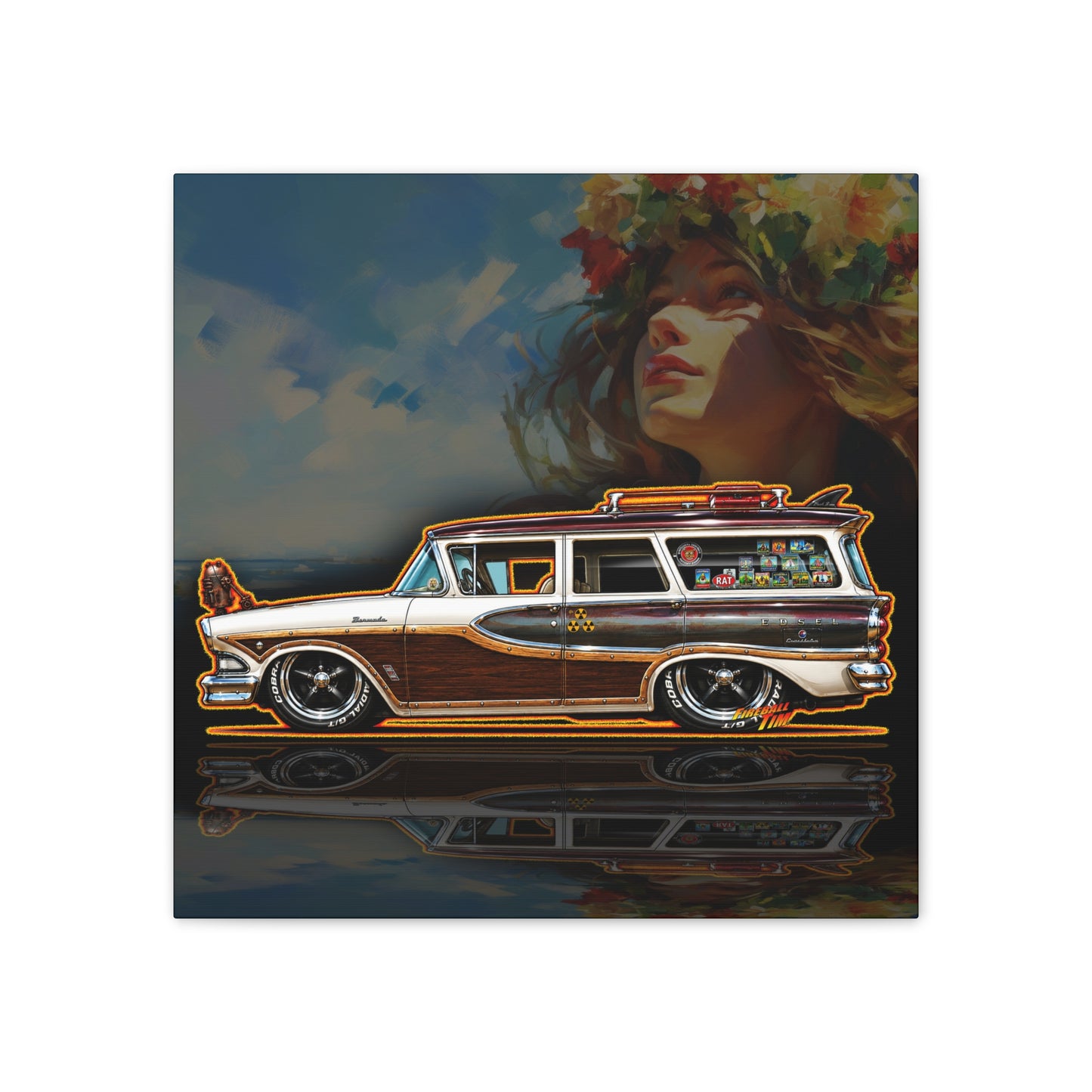 EDSEL BERMUDA 1958 Custom Station Wagon Collectible Art Canvas Stretched Print