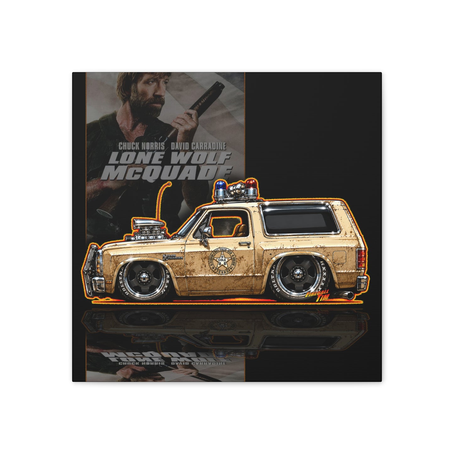 LONE WOLF MCWADE 1983 Dodge Ramcharger Collectible Art Canvas Stretched Print
