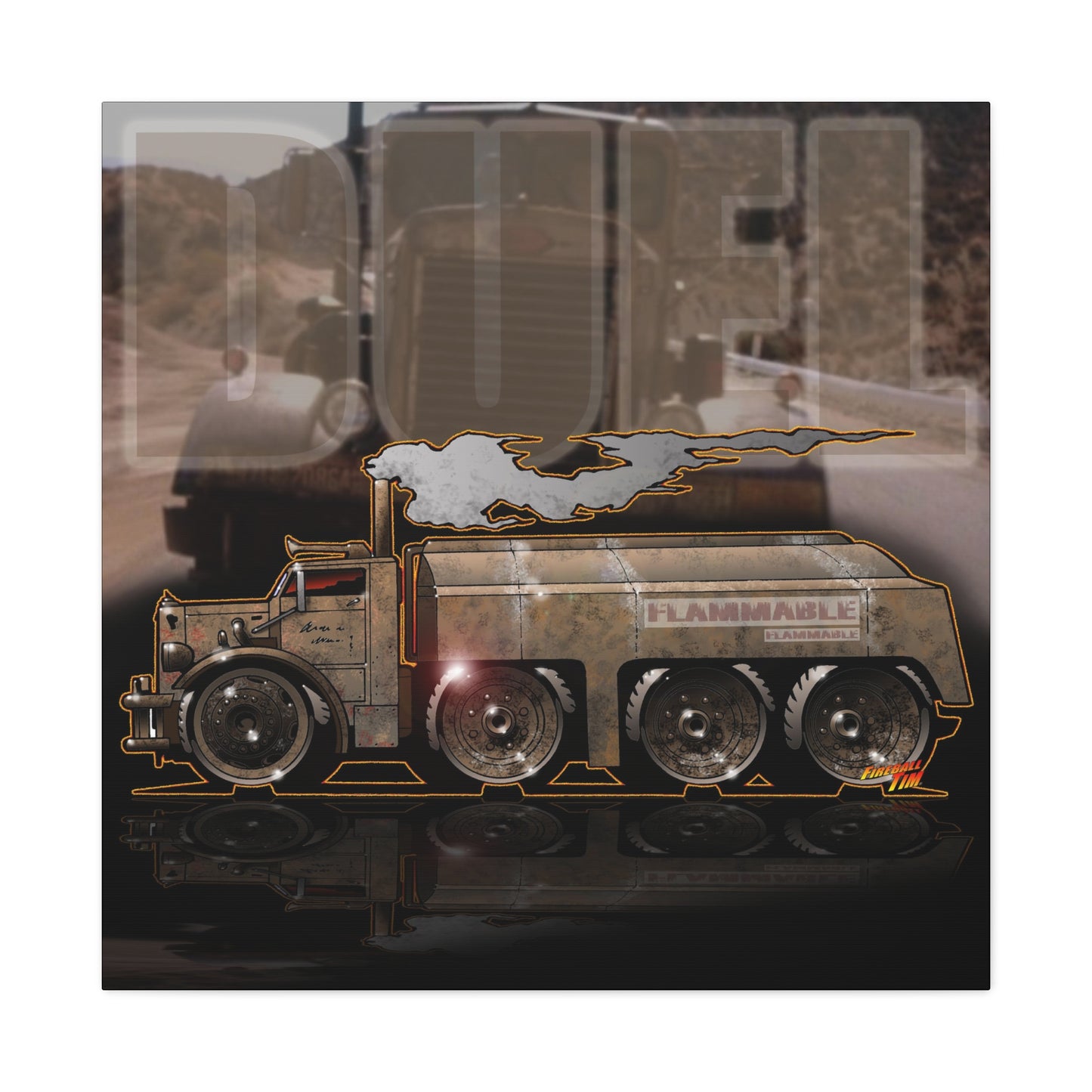 DUEL Killer Movie Truck Fireball Art Canvas Print - Sizes