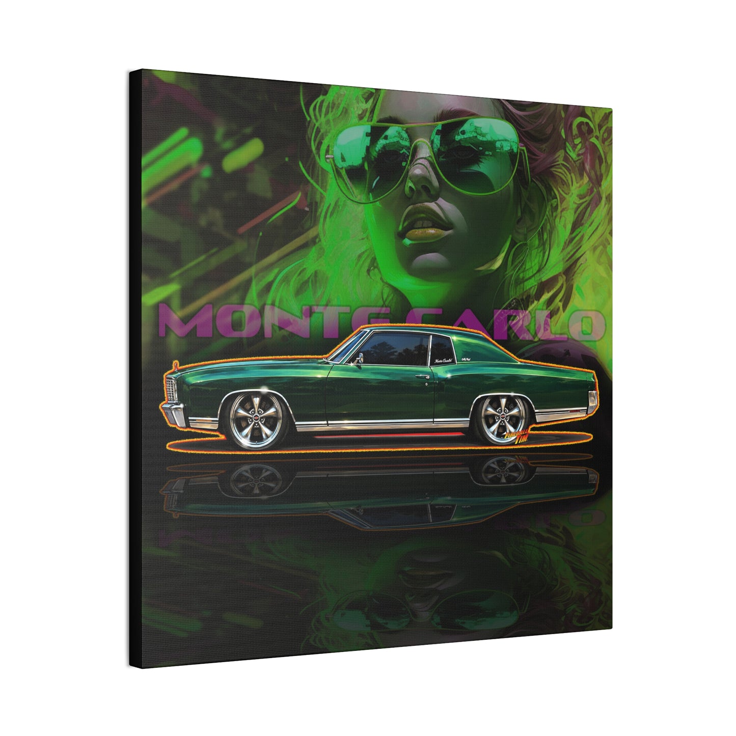 CHEVY MONTE CARLO 1971 Collectible Fireball Art Canvas Stretched Print
