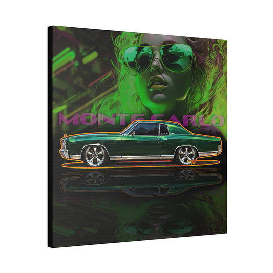 CHEVY MONTE CARLO 1971 Collectible Fireball Art Canvas Stretched Print