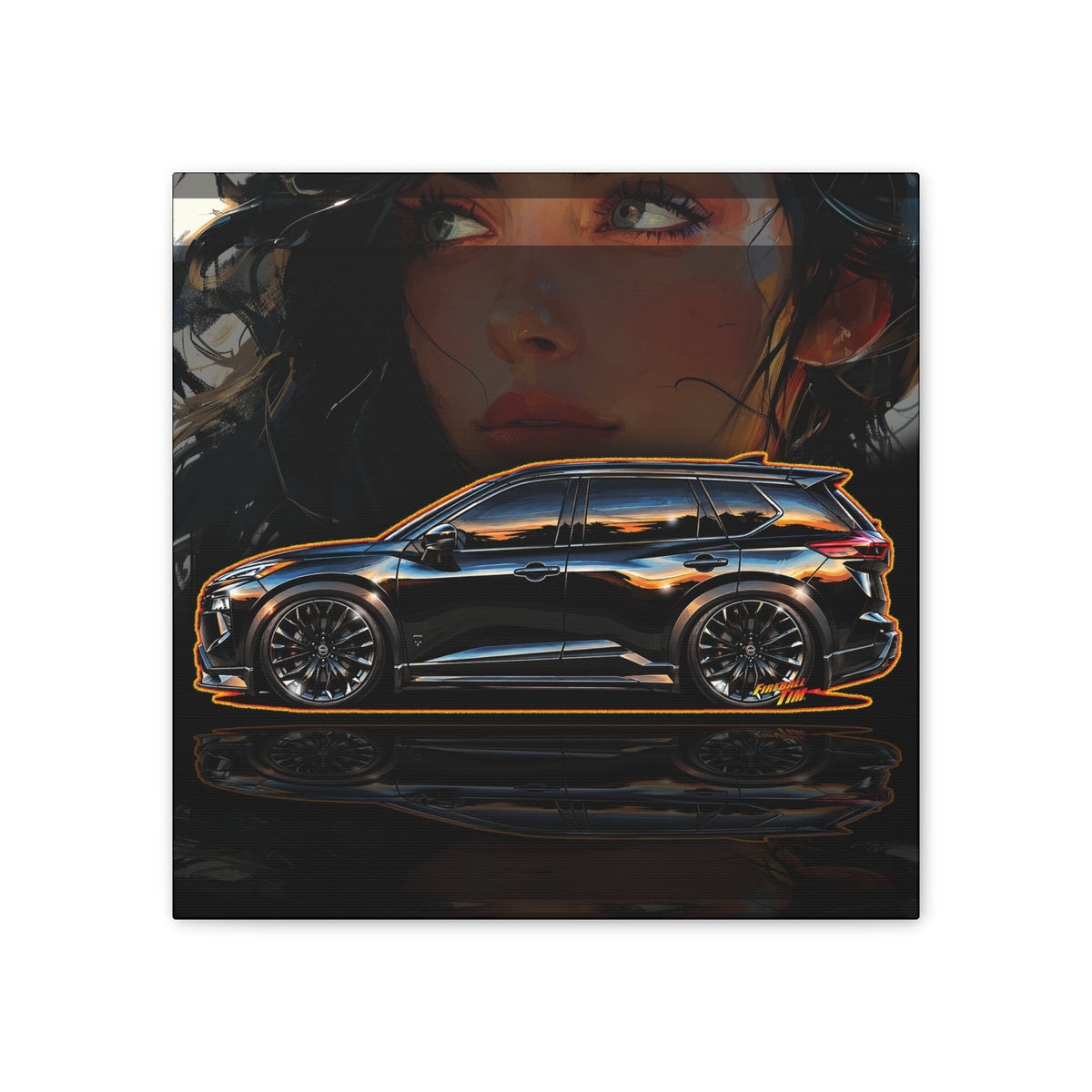 NISSAN ROGUE 2026 Black Armor Edition Collectible Fireball Art Canvas Stretched Print