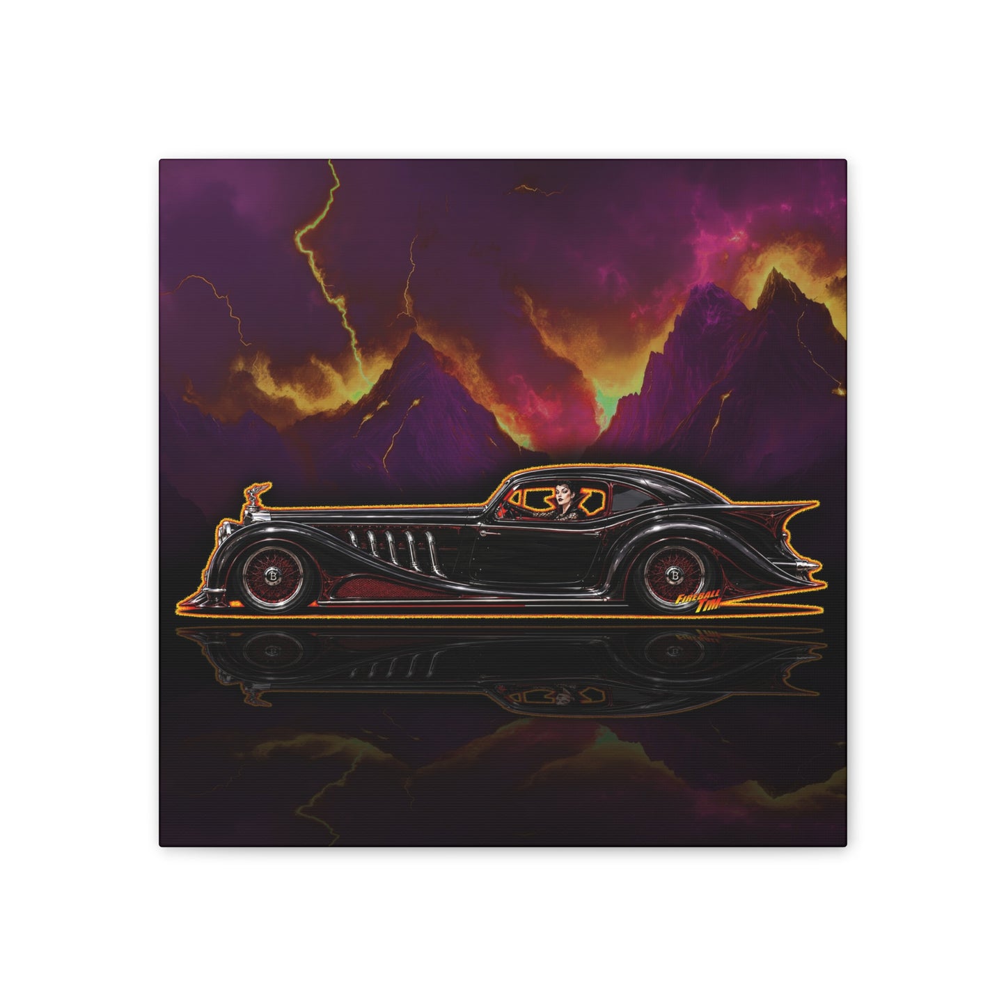MONSTER MACHINES Vampiress Countessa Halloween Collectible Fireball Art Canvas Stretched Print