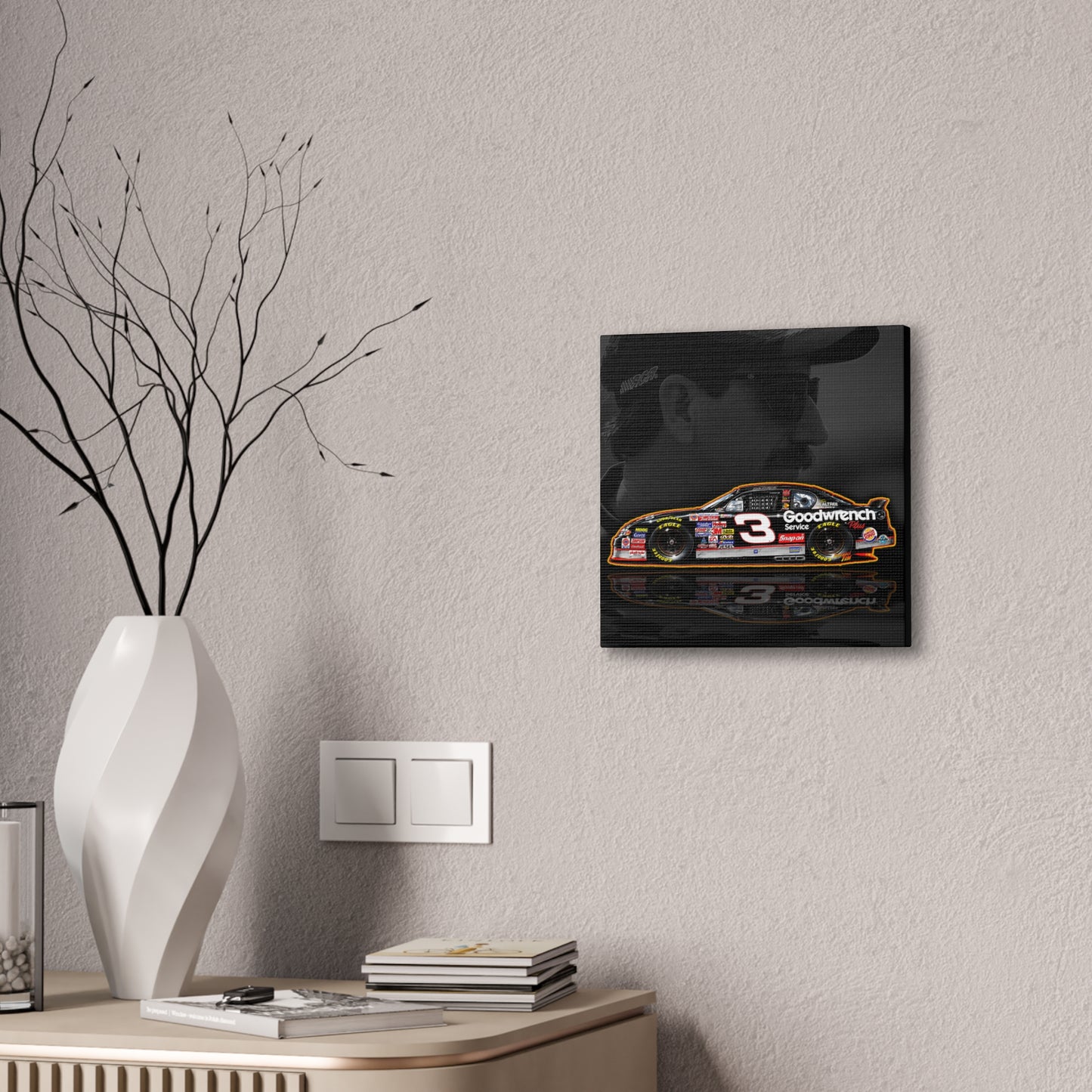 DALE EARNHARDT NASCAR Chevrolet 3 Collectible Fireball Art Canvas Stretched Print