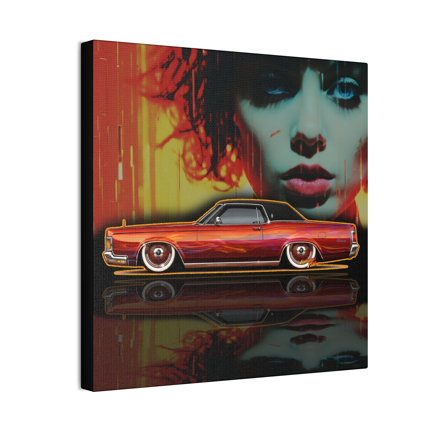 LINCOLN CONTINENTAL Mark III Custom 1961 Collectible Fireball Art Canvas Stretched Print