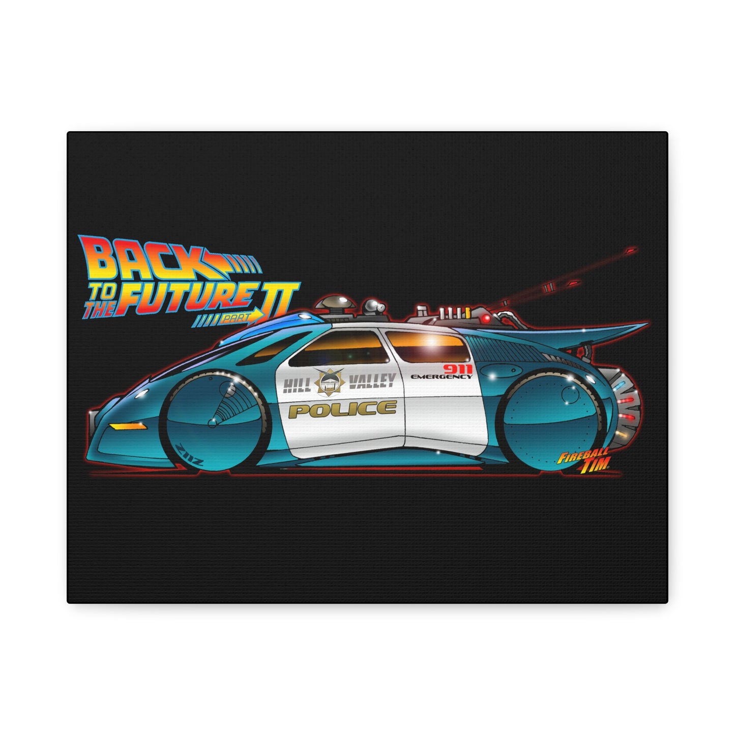 BACK TO THE FUTURE 2 Hill Valley Police Car Canvas Wall Art Print - 11x14