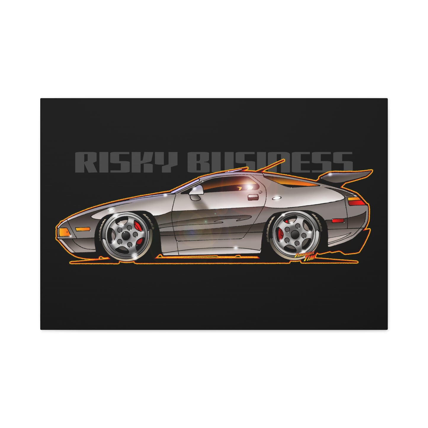 RISKY BUSINESS Porsche 928 Fireball Art Canvas Print - Sizes