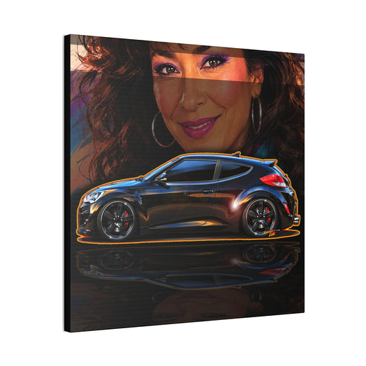 HYUNDAI VELOSTER 2012 Black Betty Collectible Fireball Art Canvas Stretched Print