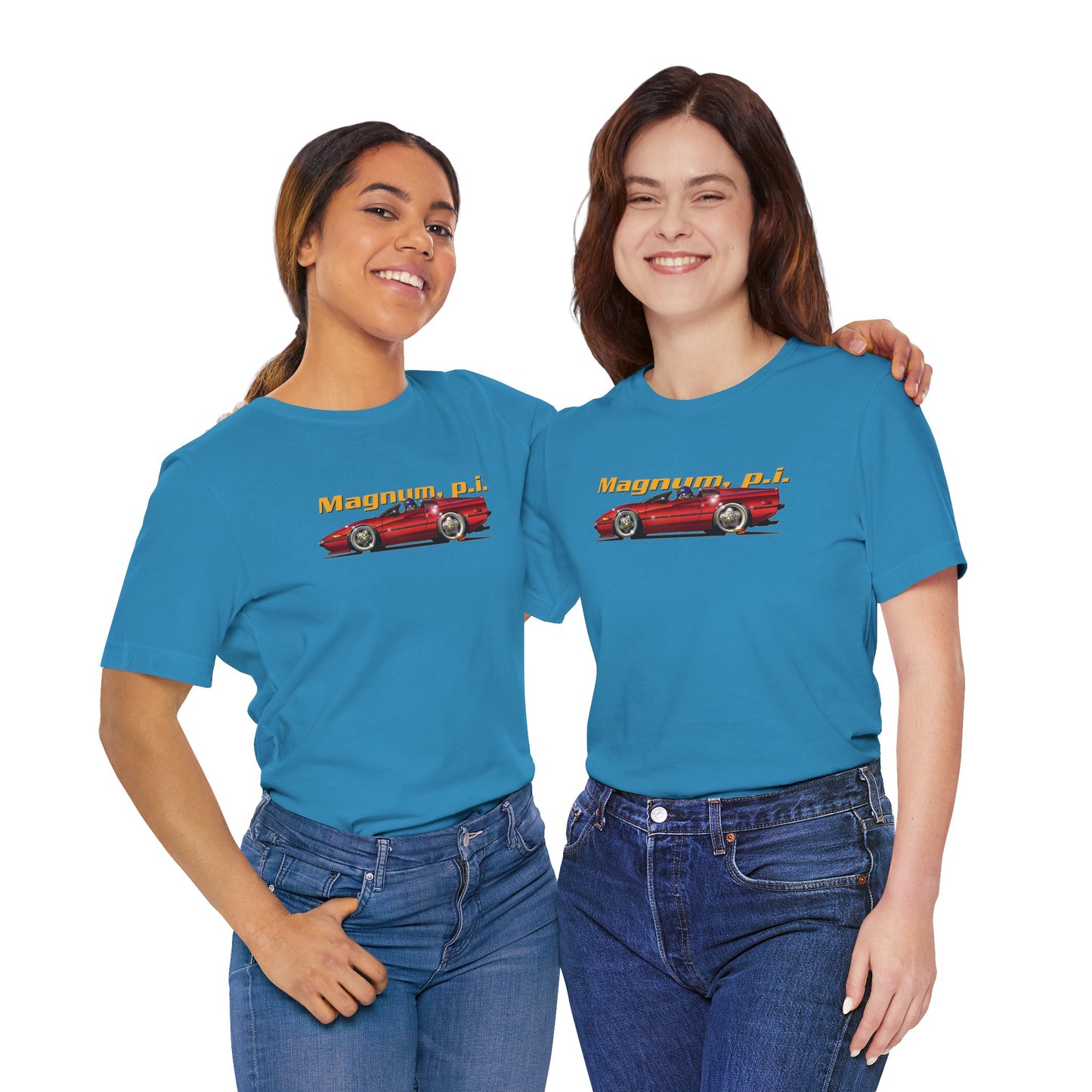 MAGNUM PI FERRARI 308 GTS Unisex Jersey Fireball Art Tee Shirt - Multiple Colors