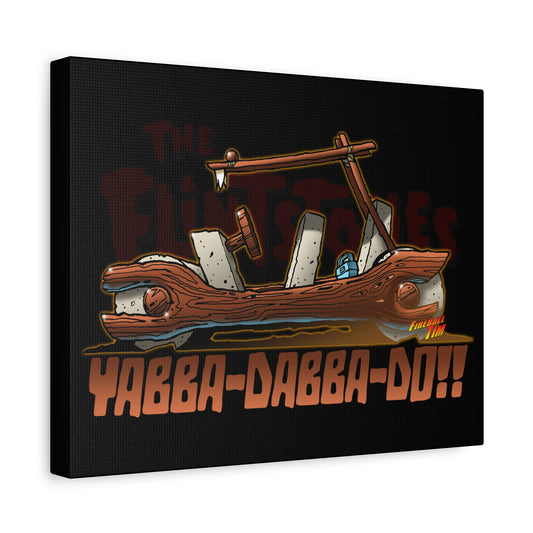 THE FLINTSTONES Cartoon Fred Flintstone Flintmobile Canvas Art Wall Print - 11x14