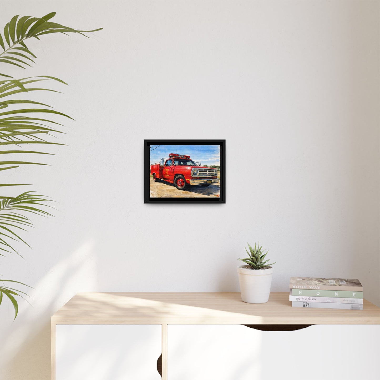 EMERGENCY SQUAD 51 WATERCOLOR PAINTING Fireball TV Car Canvas Print - Framed | Wall Art 24x18