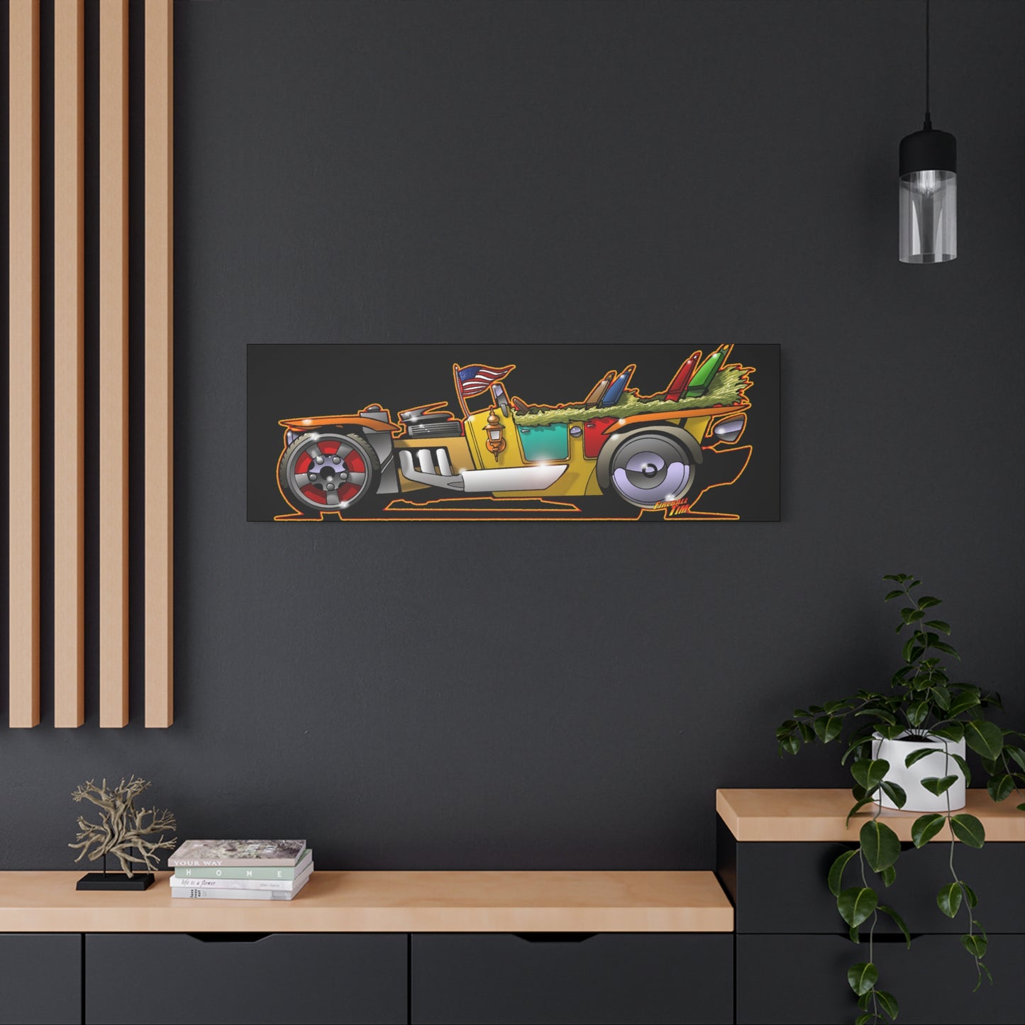 MONGREL T HOT ROD Elvis Easy Come Easy Go Fireball Canvas Art Wall Print