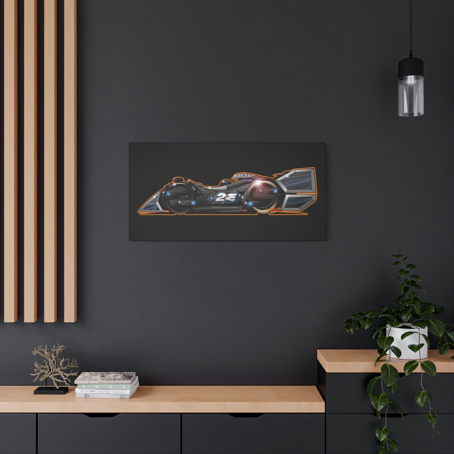 SPEED RACER GRAY GHOST Race Car Fireball Art Canvas Print