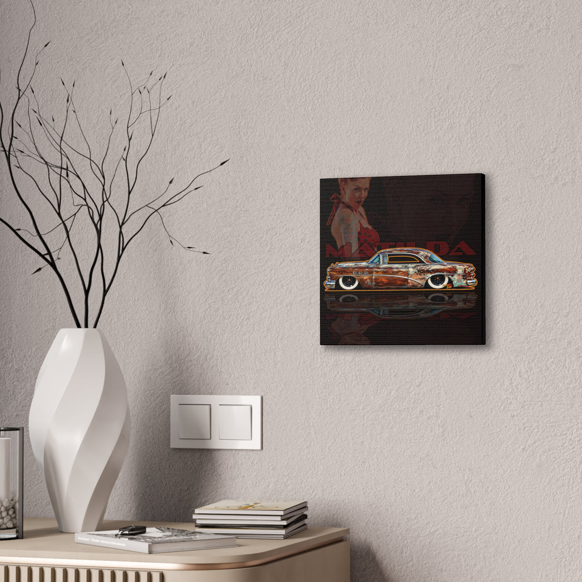 BUICK 1954 KUSTOM SPECIAL Collectible Fireball Art Canvas Stretched Print