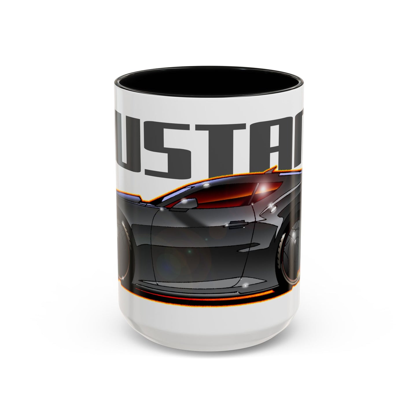 FORD MUSTANG 2025 Gun Metal Silver Fireball Art Coffee Mug