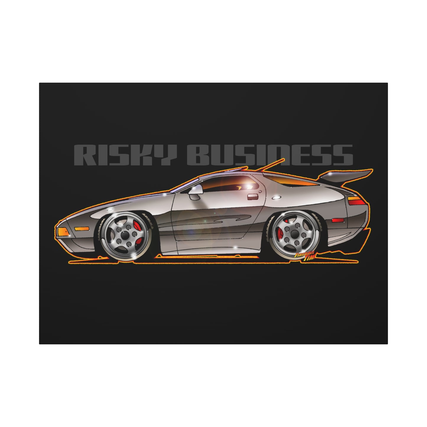 RISKY BUSINESS Porsche 928 Fireball Art Canvas Print - Sizes