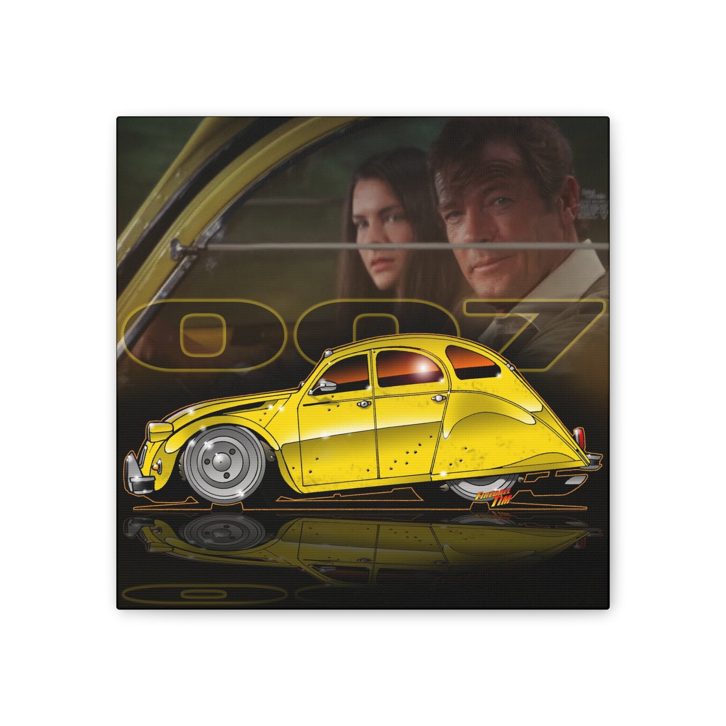 CITROEN 2CV FOR YOUR EYES ONLY James Bond Fireball Canvas Art - 12x12