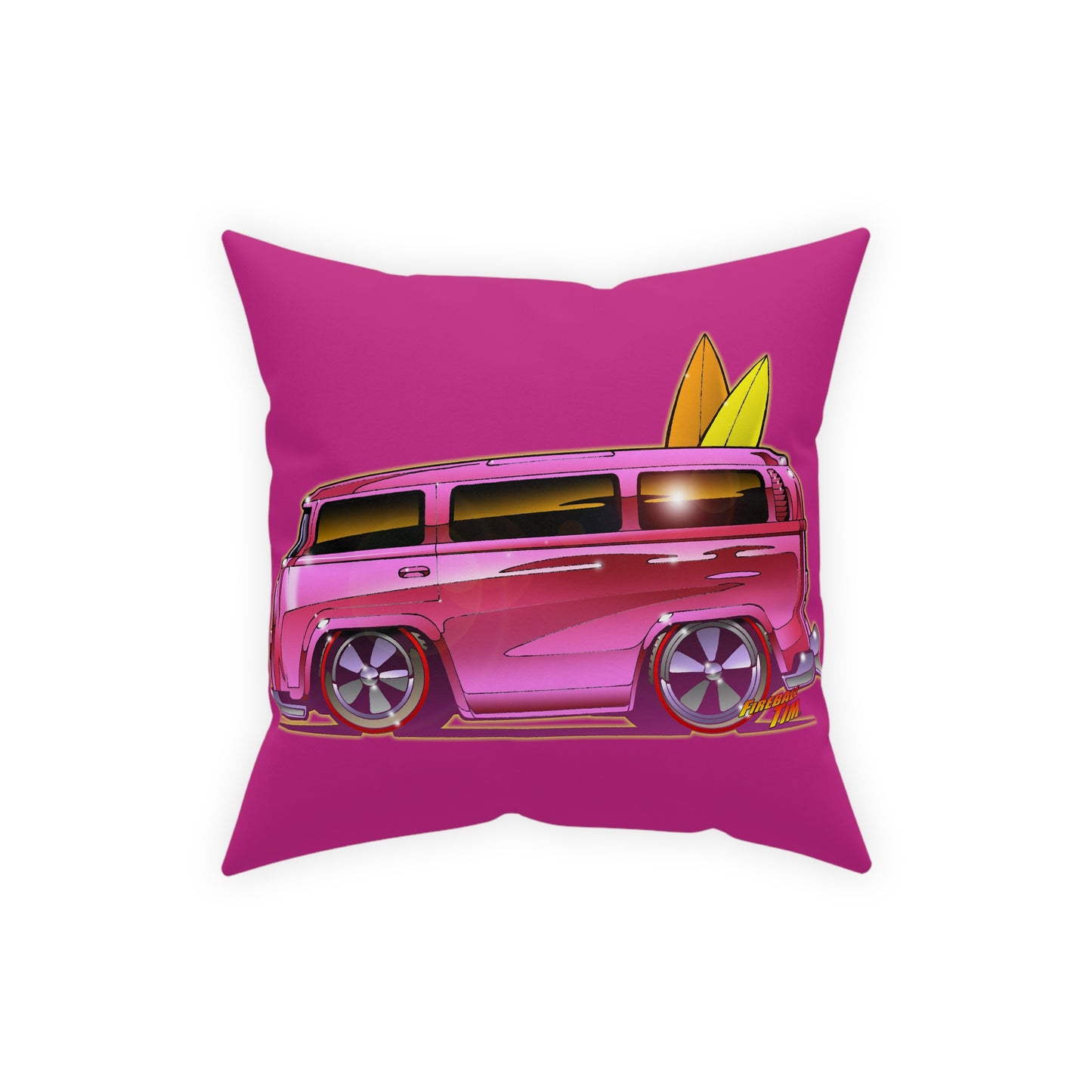 Hot Wheels PINK BEACH BOMB VW Bus Broadcloth Pillow 5 Sizes