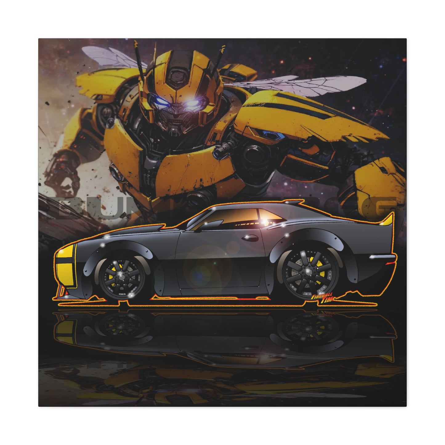 TRANSFORMERS BUMBLEBEE 1967 Camaro Fireball Art Canvas Print