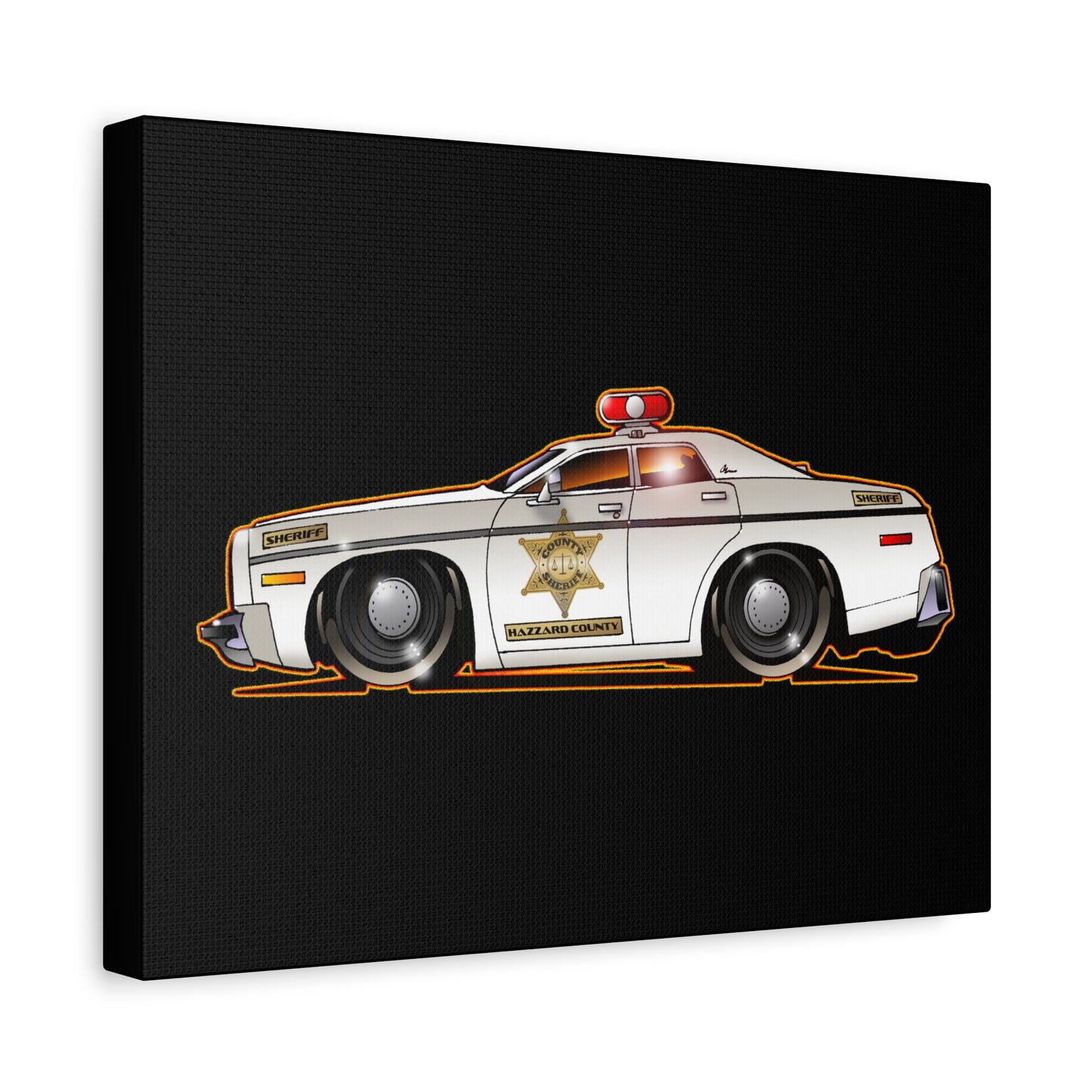 DUKES OF HAZZARD SHERIFF POLICE CAR Fireball Art Canvas Print