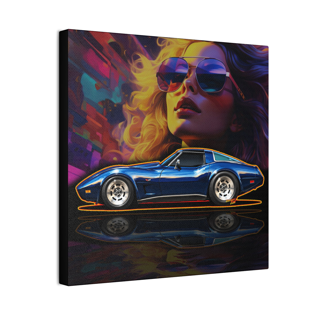 CHEVROLET CORVETTE 1978 Collectible Fireball Art Collectible Canvas Stretched Print
