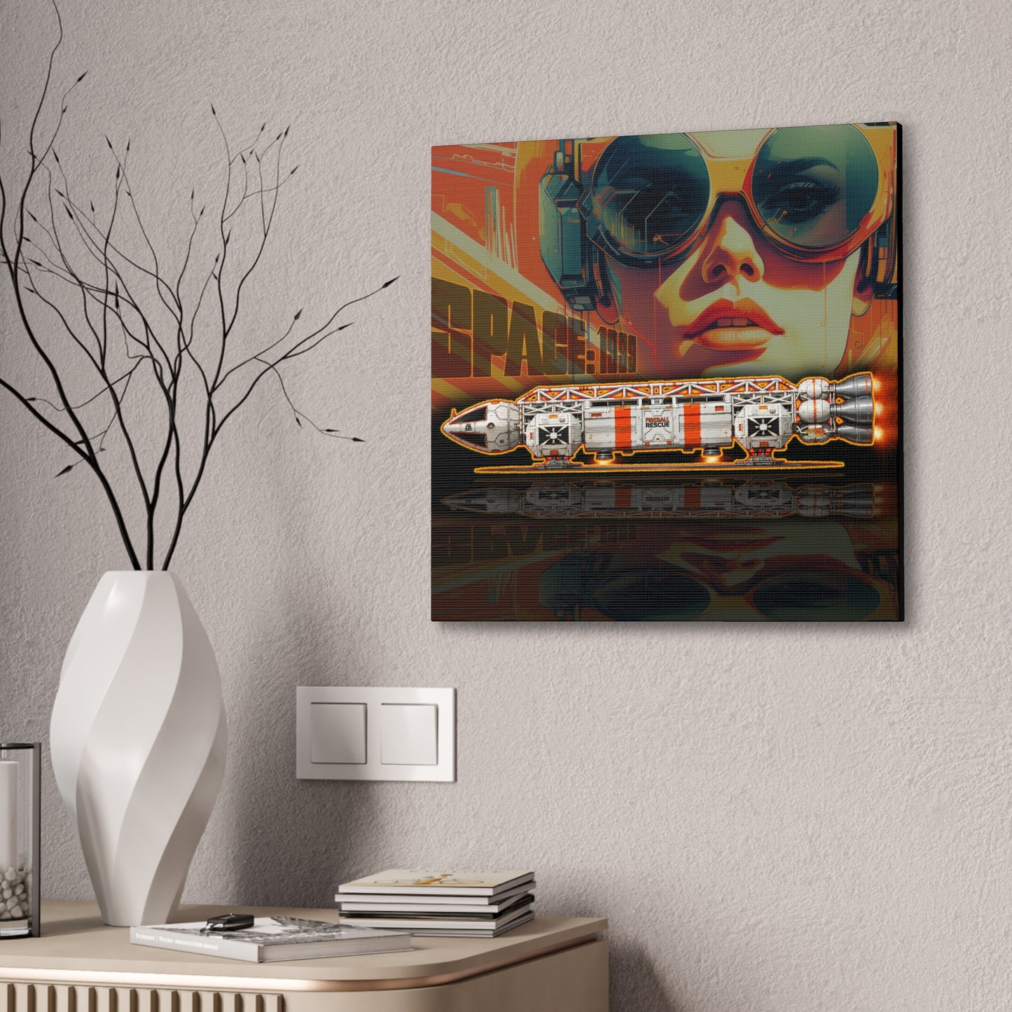 SPACE 1999 EAGLE RESCUE Spaceship Collectible Fireball Art Canvas Stretched Print