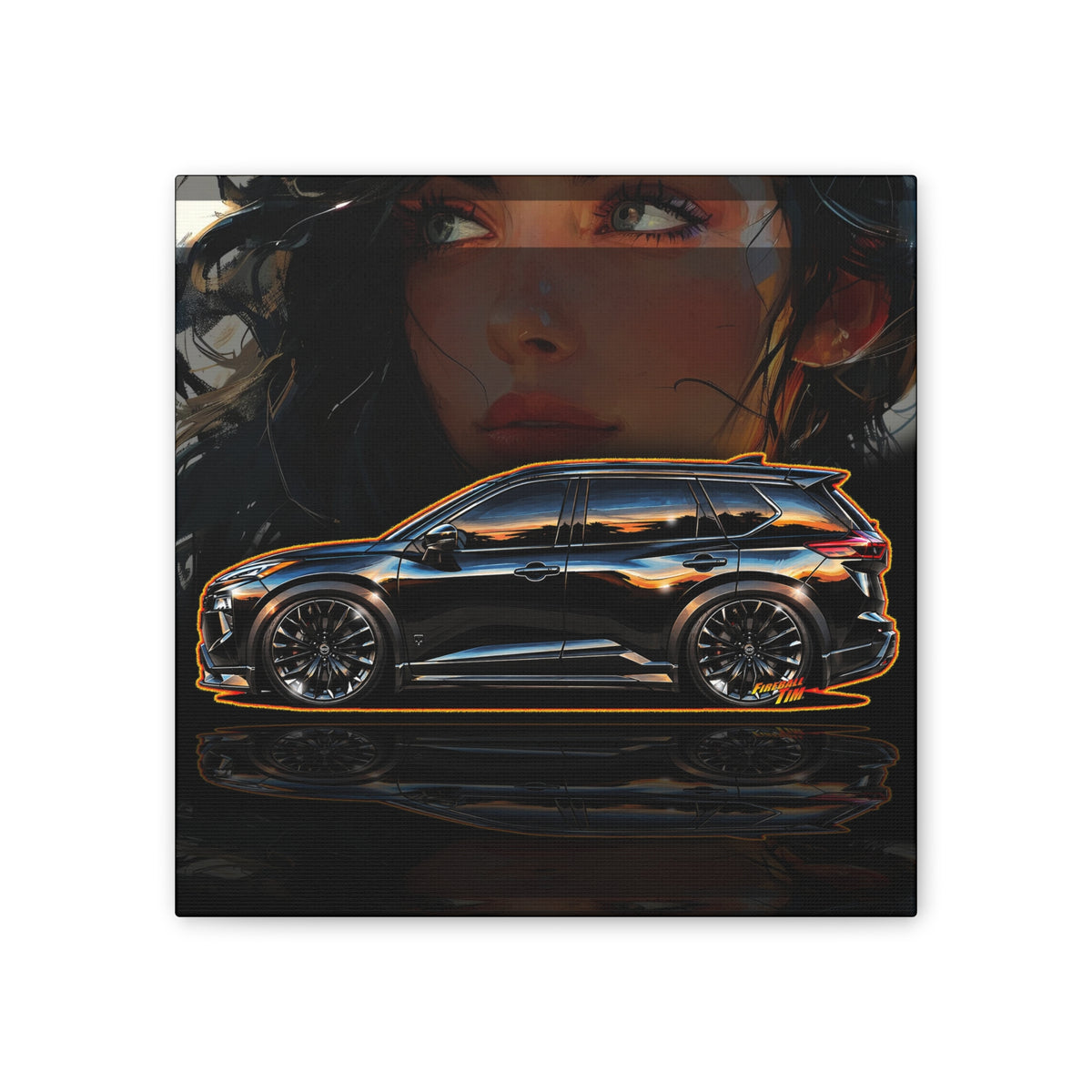 NISSAN ROGUE 2026 Black Armor Edition Collectible Fireball Art Canvas Stretched Print