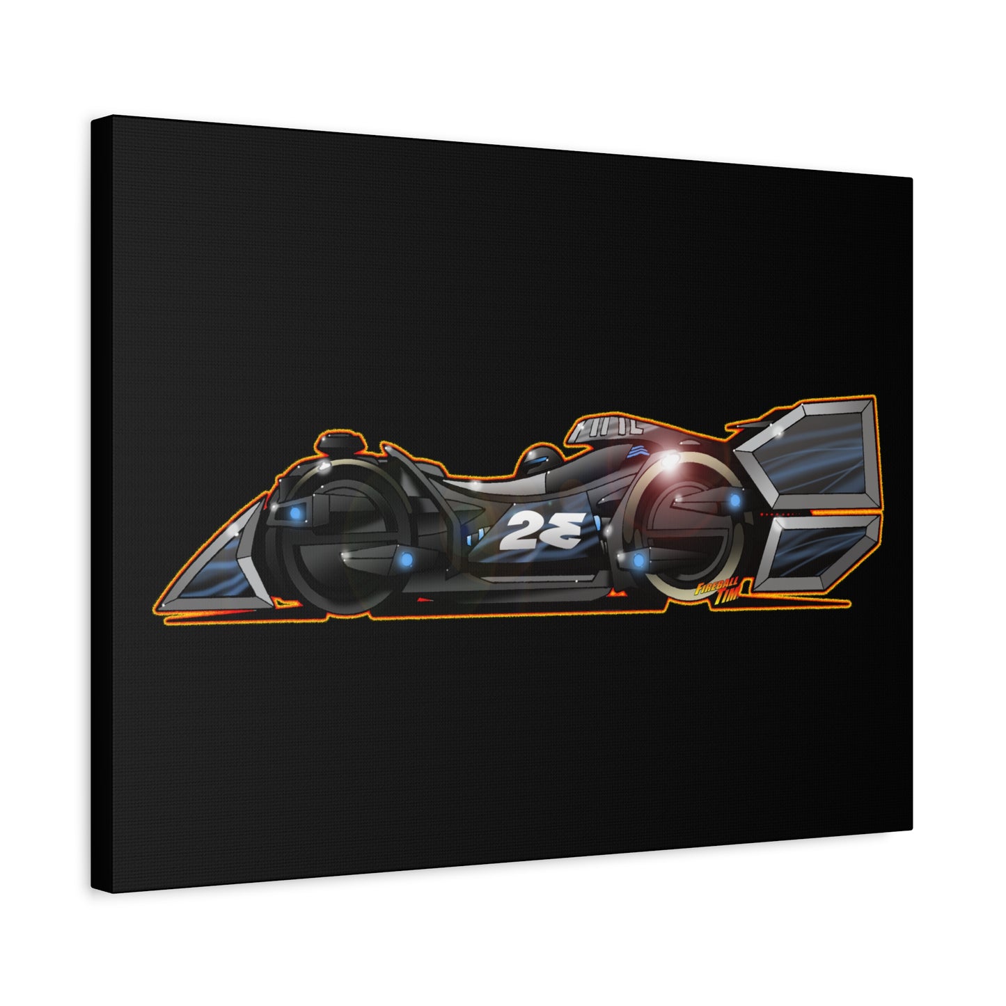 SPEED RACER GRAY GHOST Race Car Fireball Art Canvas Print