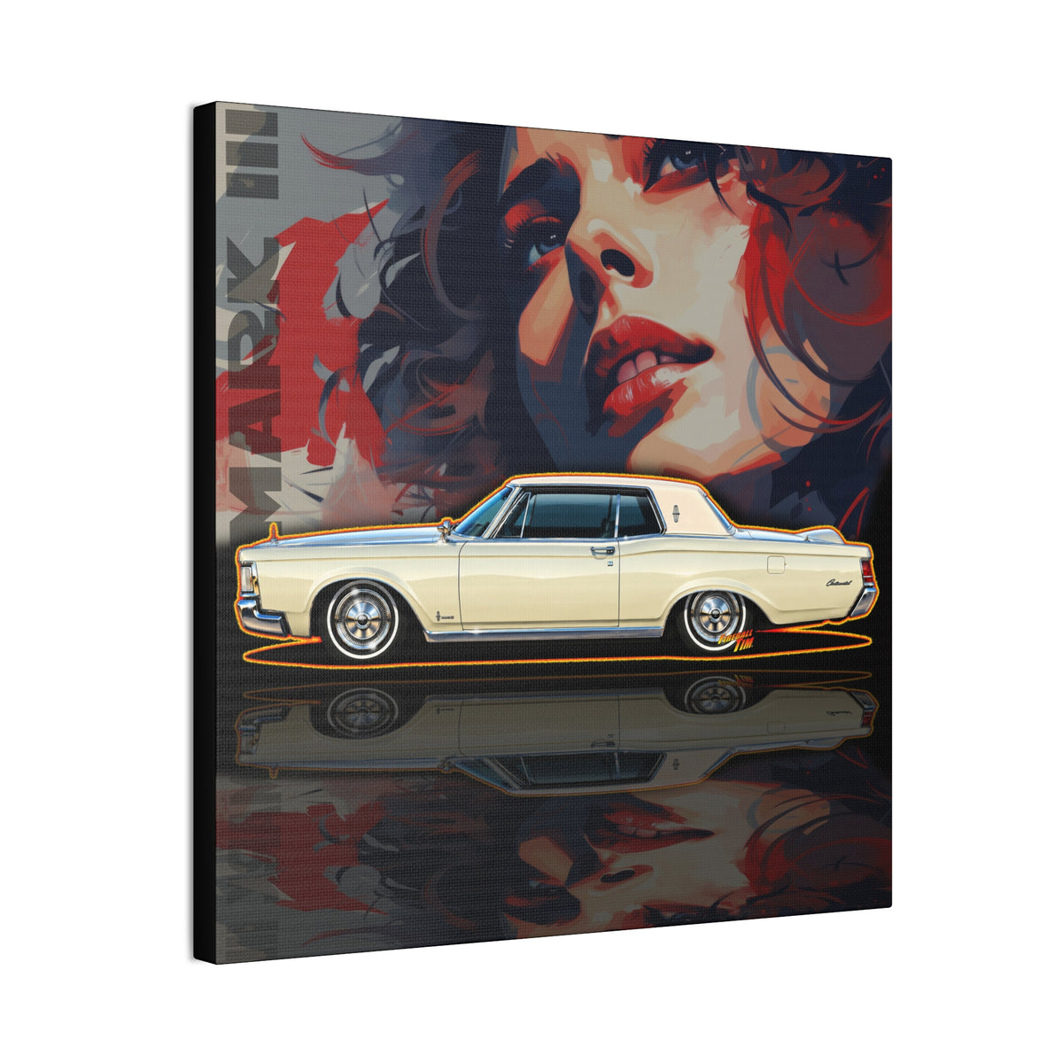 LINCOLN MARK III 1970 Collectible Fireball Art Canvas Stretched Print