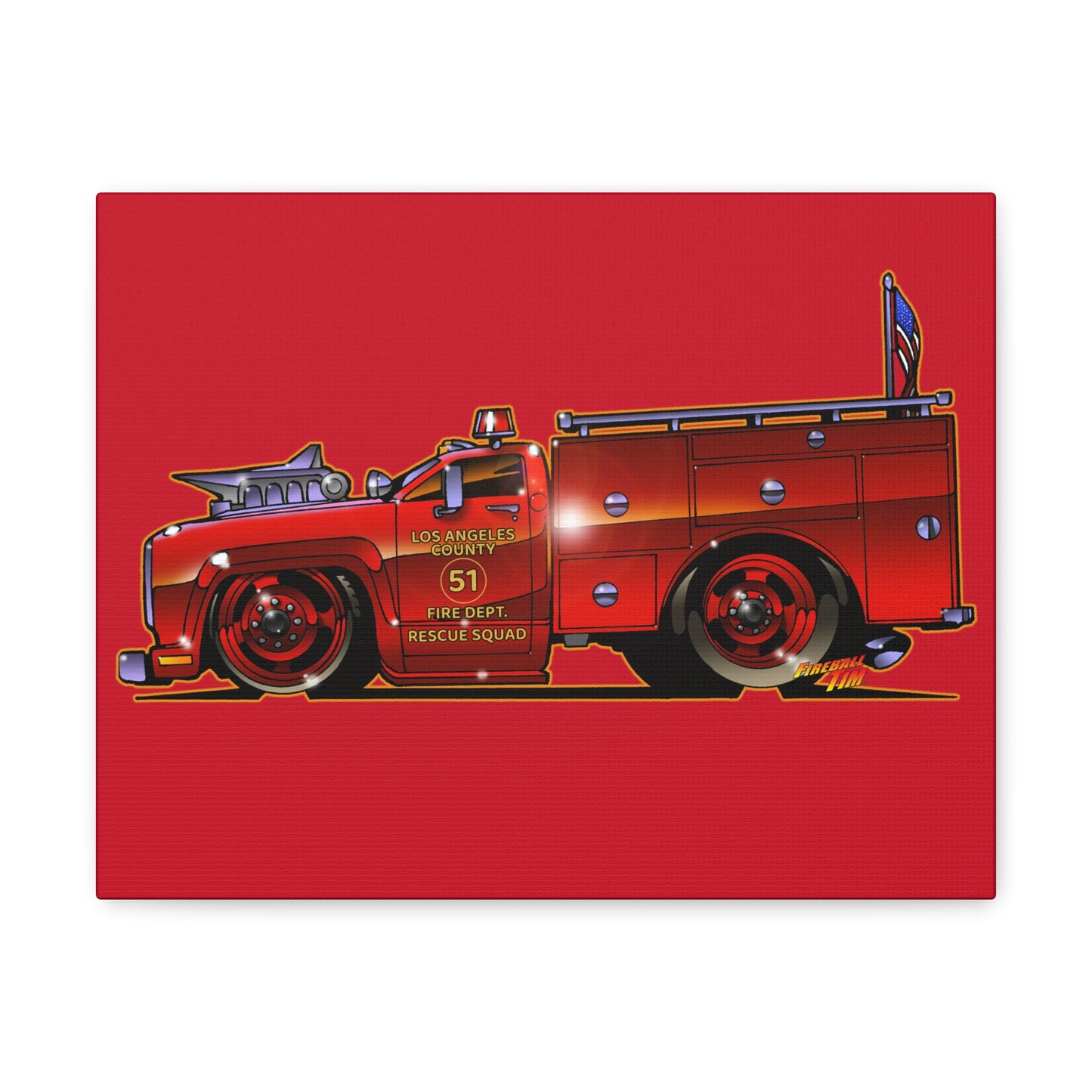EMERGENCY SQUAD 51 Paramedic Truck Canvas Gallery Art Print 11x14
