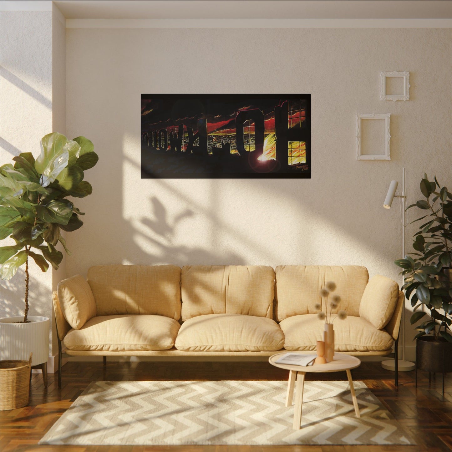 ESCAPE FROM LA Hollywood Sigh Fireball Concept Art Canvas Print