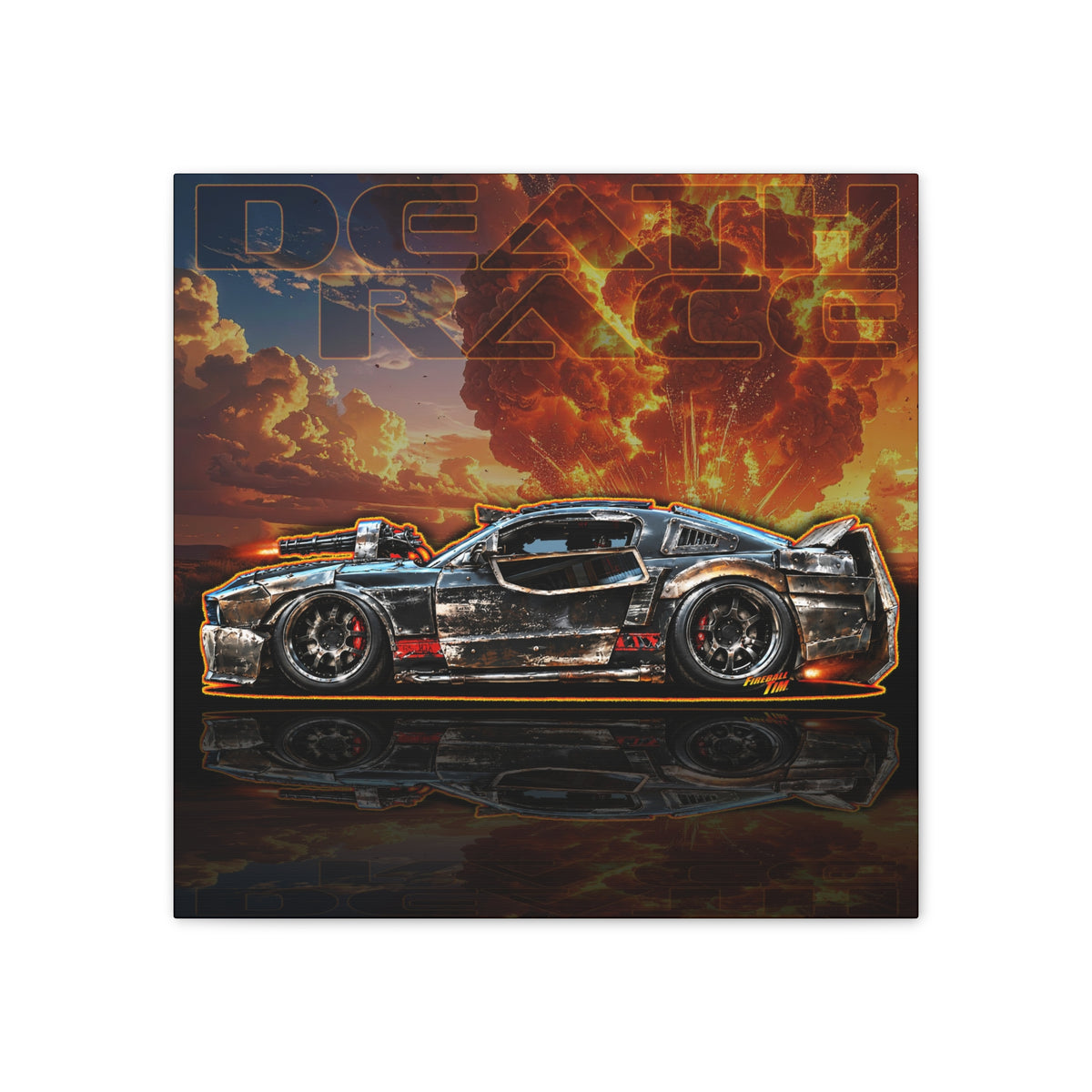 DEATH RACE MUSTANG Collectible Fireball Art Canvas Stretched Print